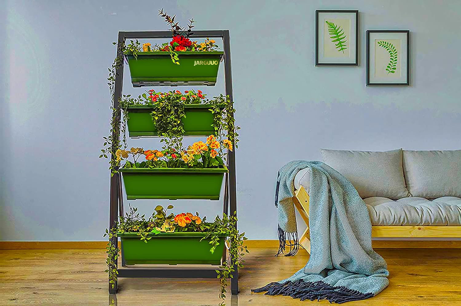 JARGUUO Plant racks  Vertical Garden Freestanding Elevated Planter with 4 Container Boxes - Good for Patio or Balcony Indoor and Outdoor - Perfect to Grow Vegetables Herbs Flowers