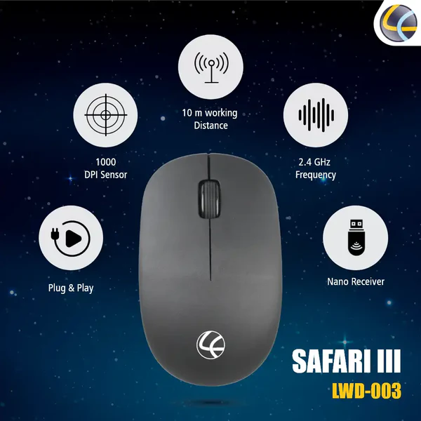  LAPCARE Safari III Wireless Mouse Black (LWM-003) 3.8