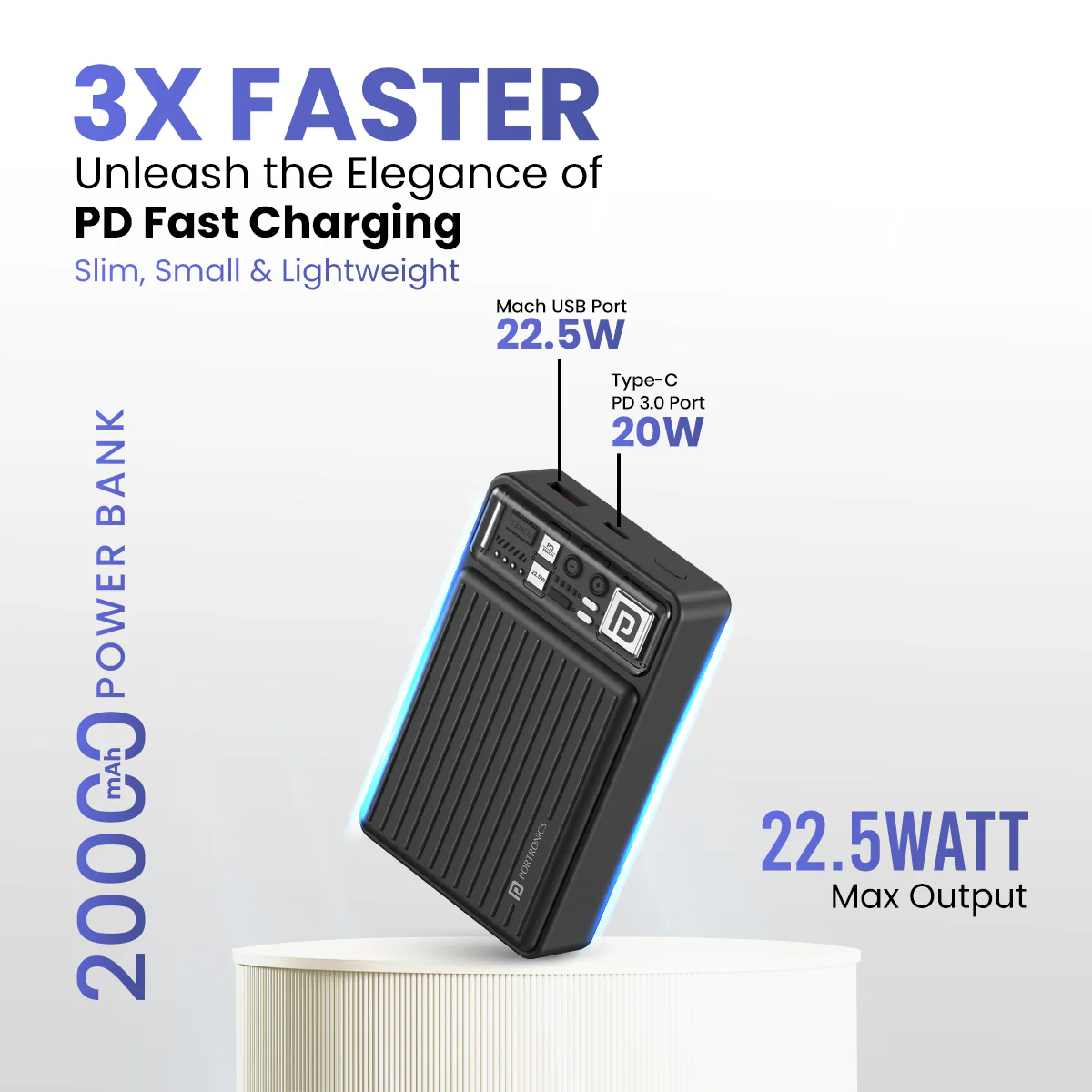 Portronics Luxcell Mini 20K 22.5w Fast Charging