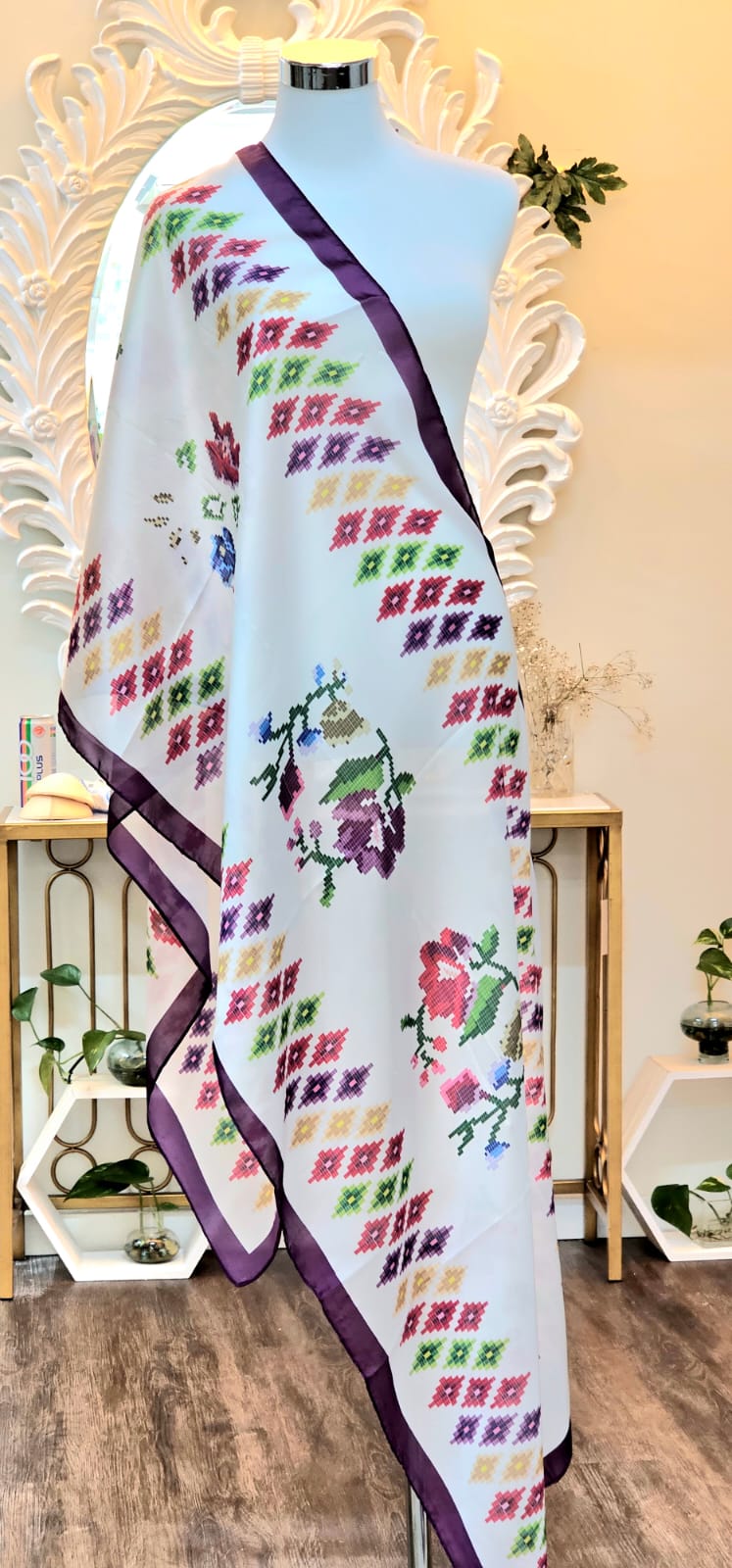 Embroidered Floral Shawl