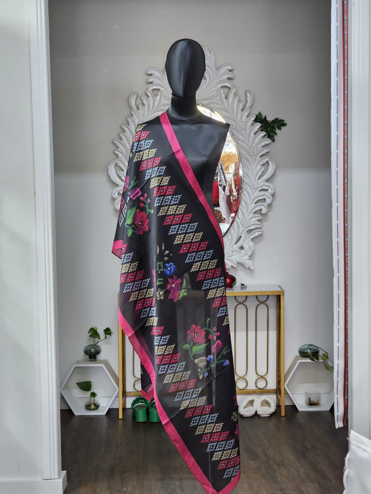 Elegant Black Floral scarf