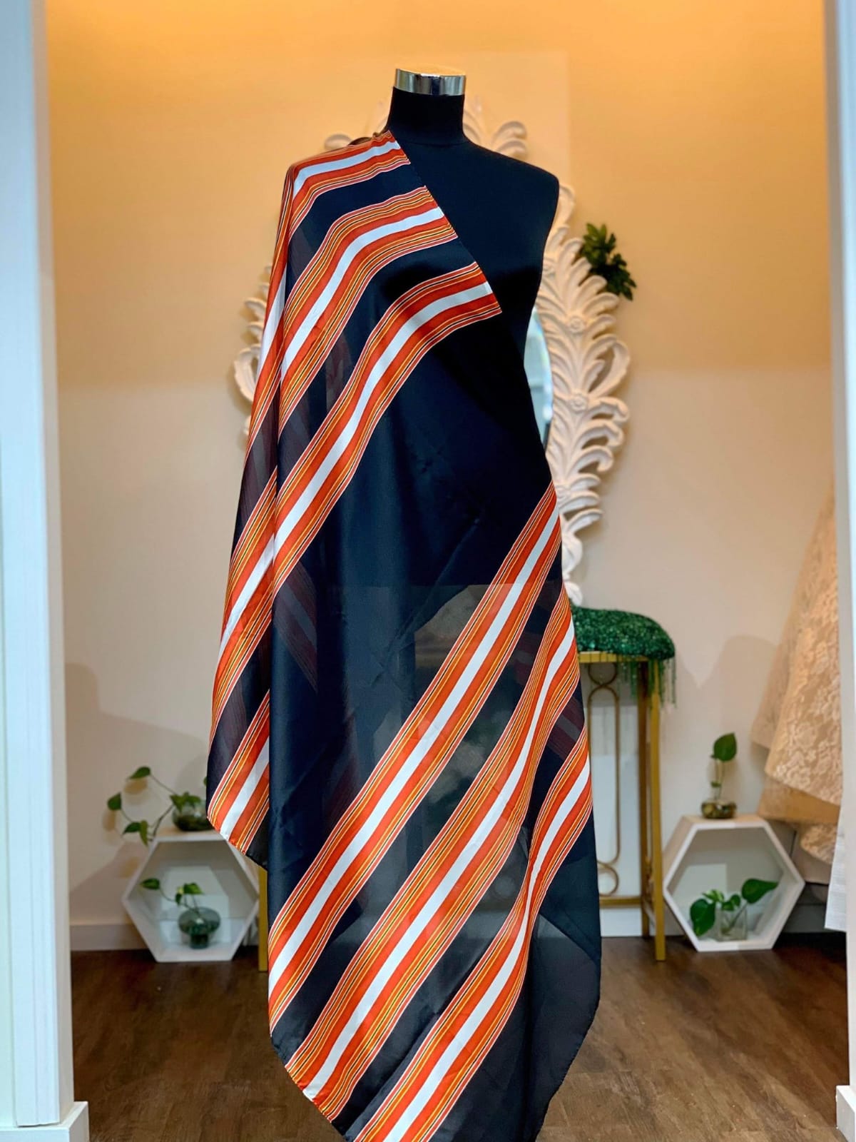Striped Chiffon Shawl