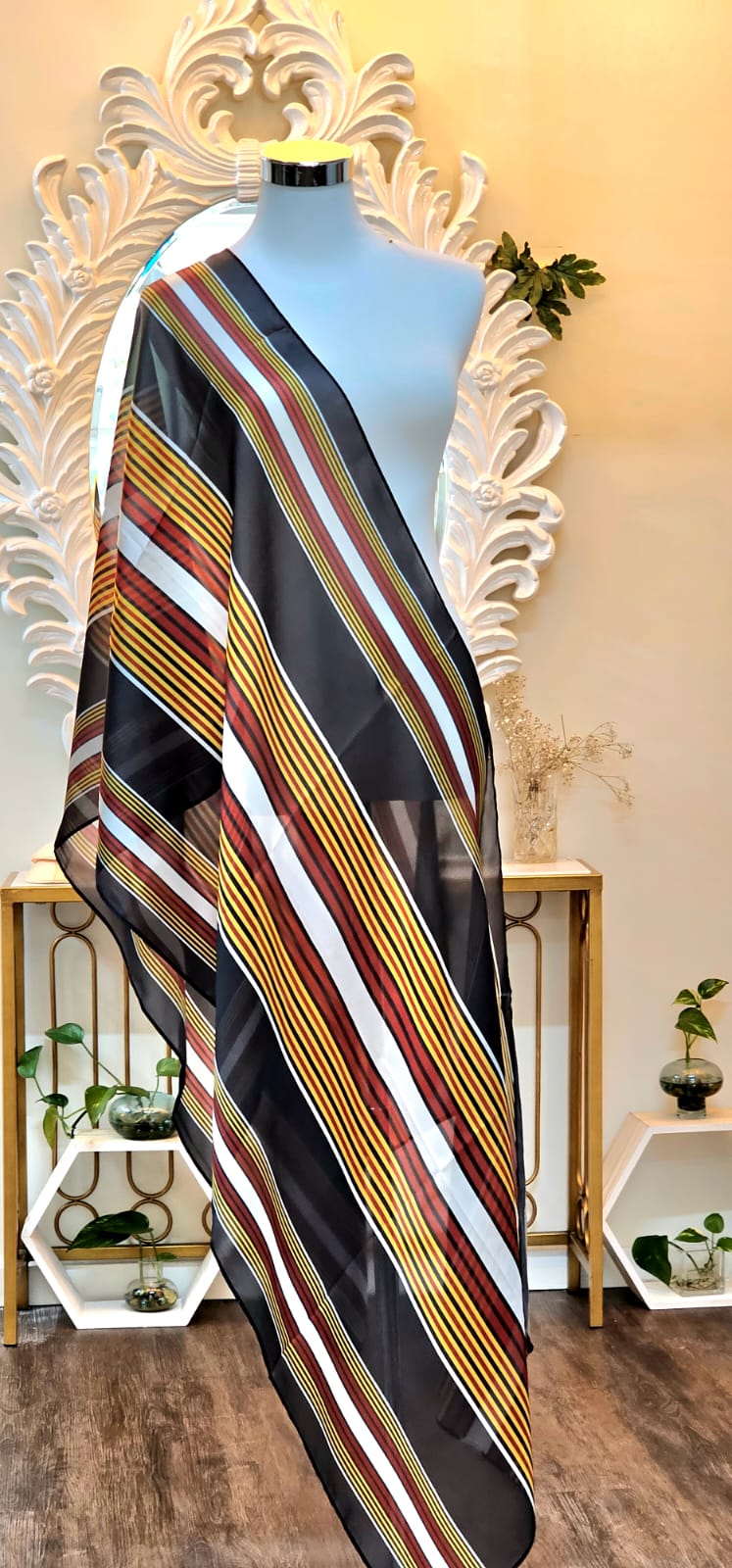 Striped chiffon scarf