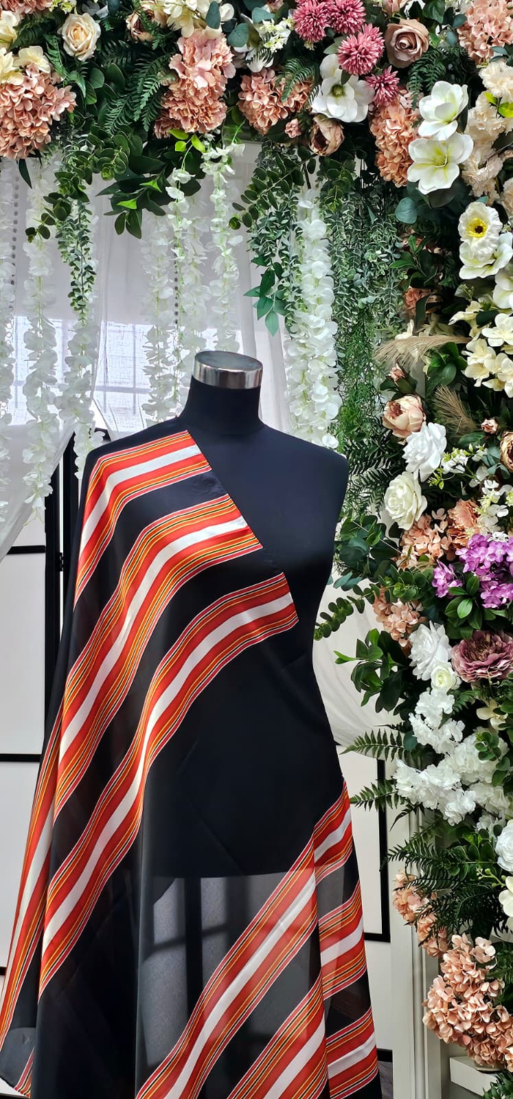 Striped Chiffon Shawl