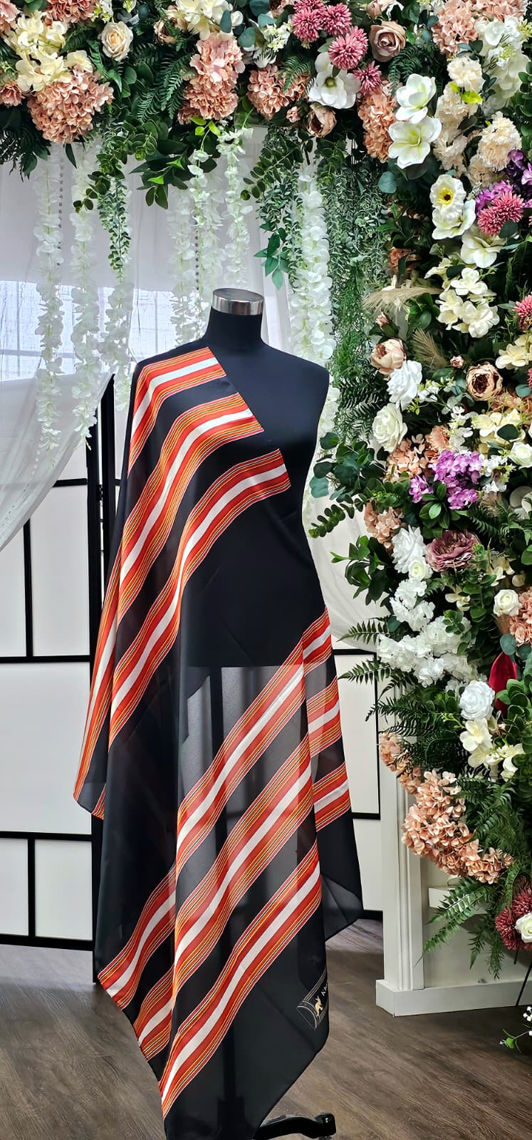 Striped Chiffon Shawl