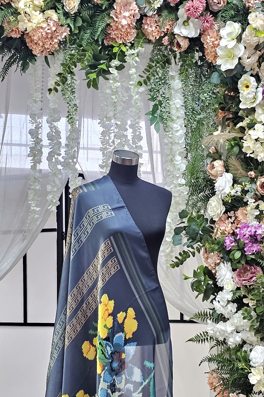 Floral Printed Silk Scarf