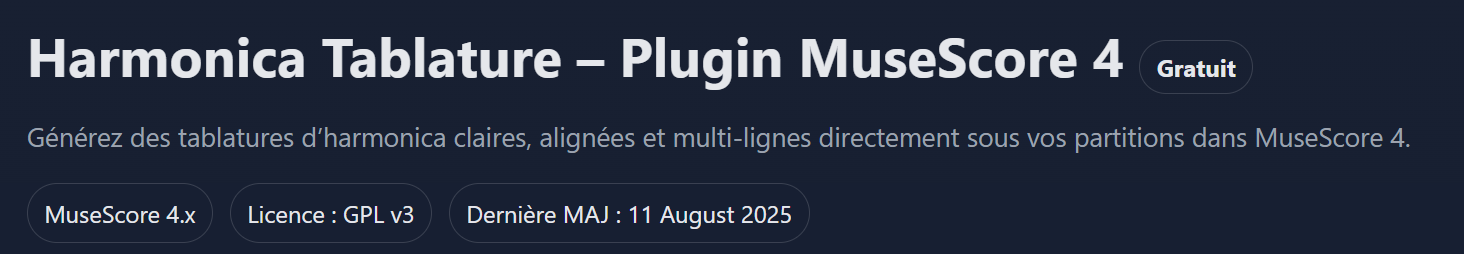 Harmonica Tablature – Plugin MuseScore 4 - Gratuit