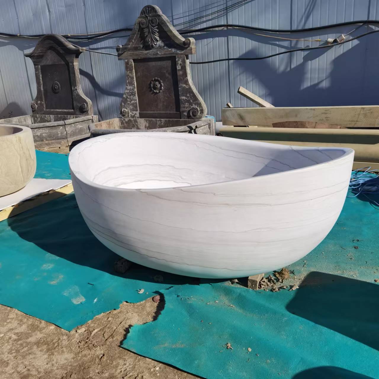 Large White Stone Bowl