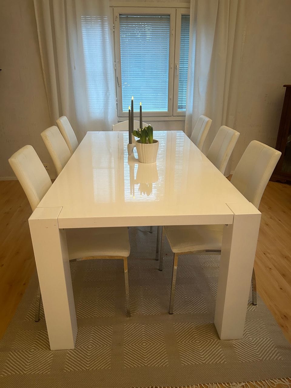 White Dining Table with Chairs