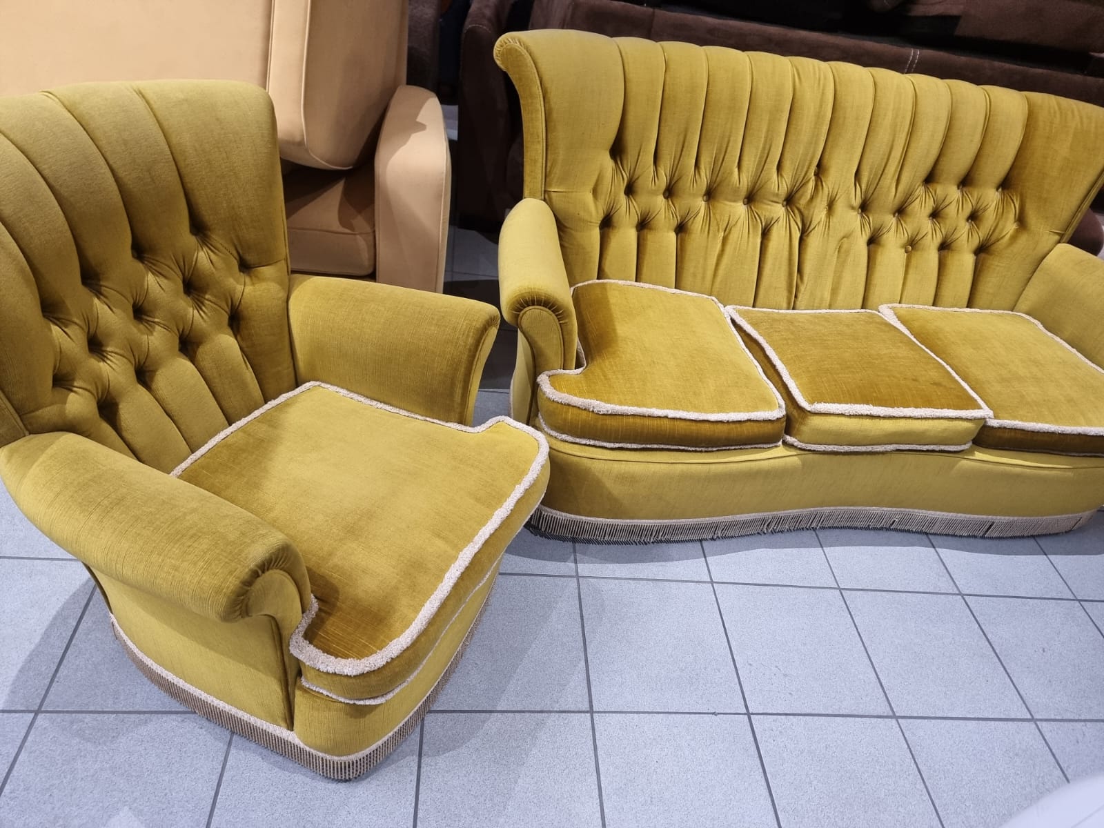 Vintage Green Living Room Sofa Set