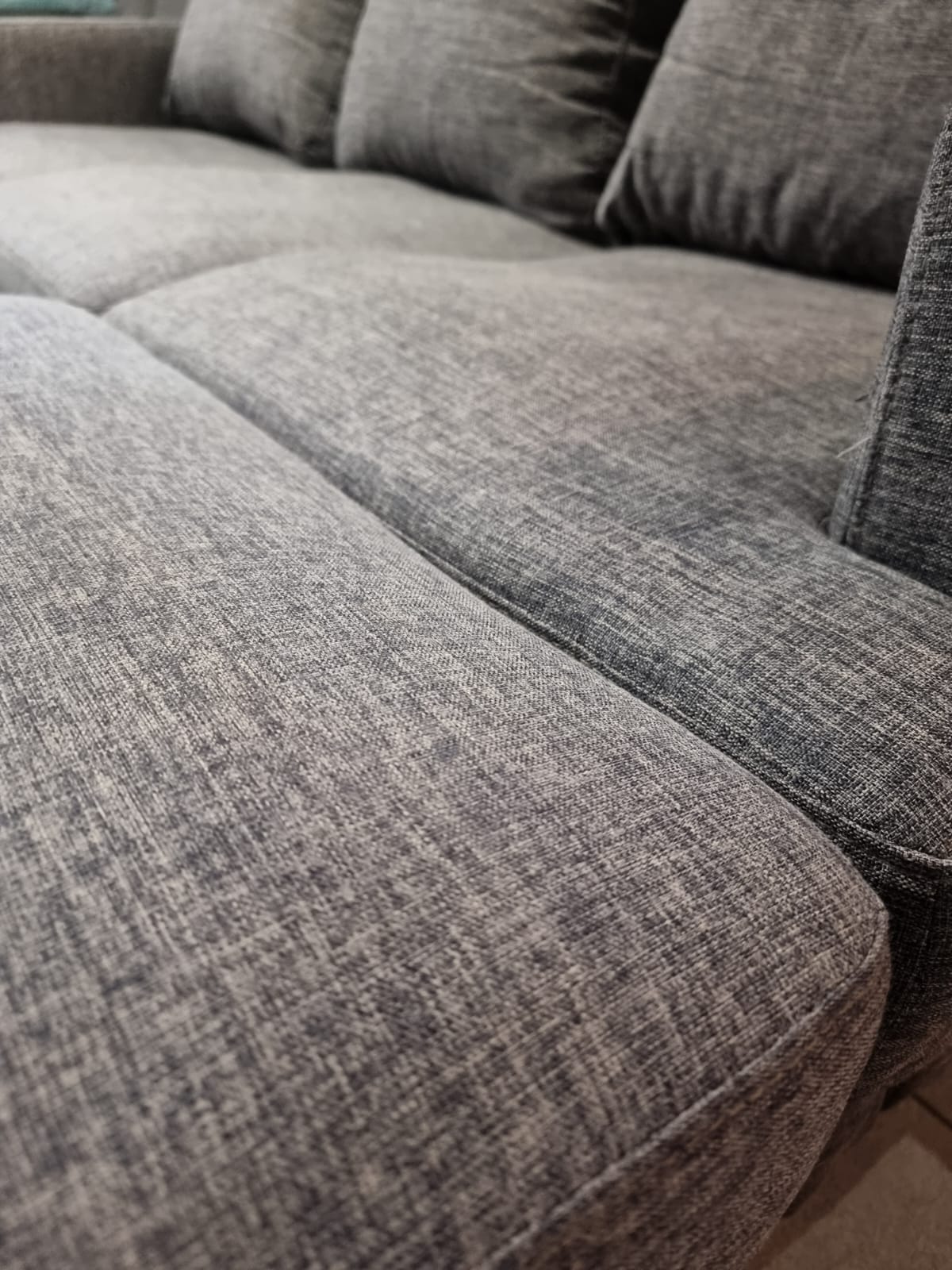 Gray Fabric Sofa with Ottoman