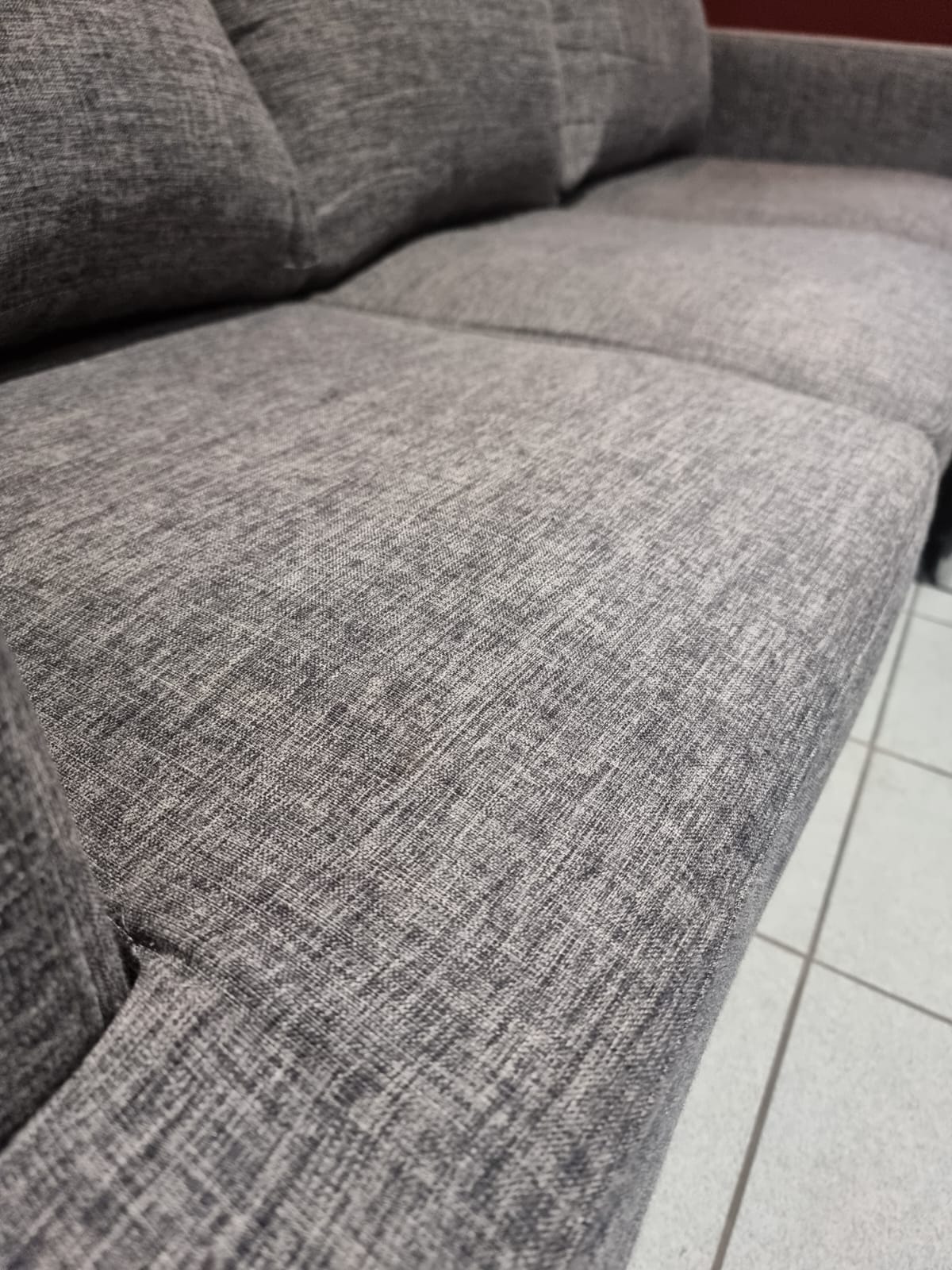 Gray Fabric Sofa with Ottoman