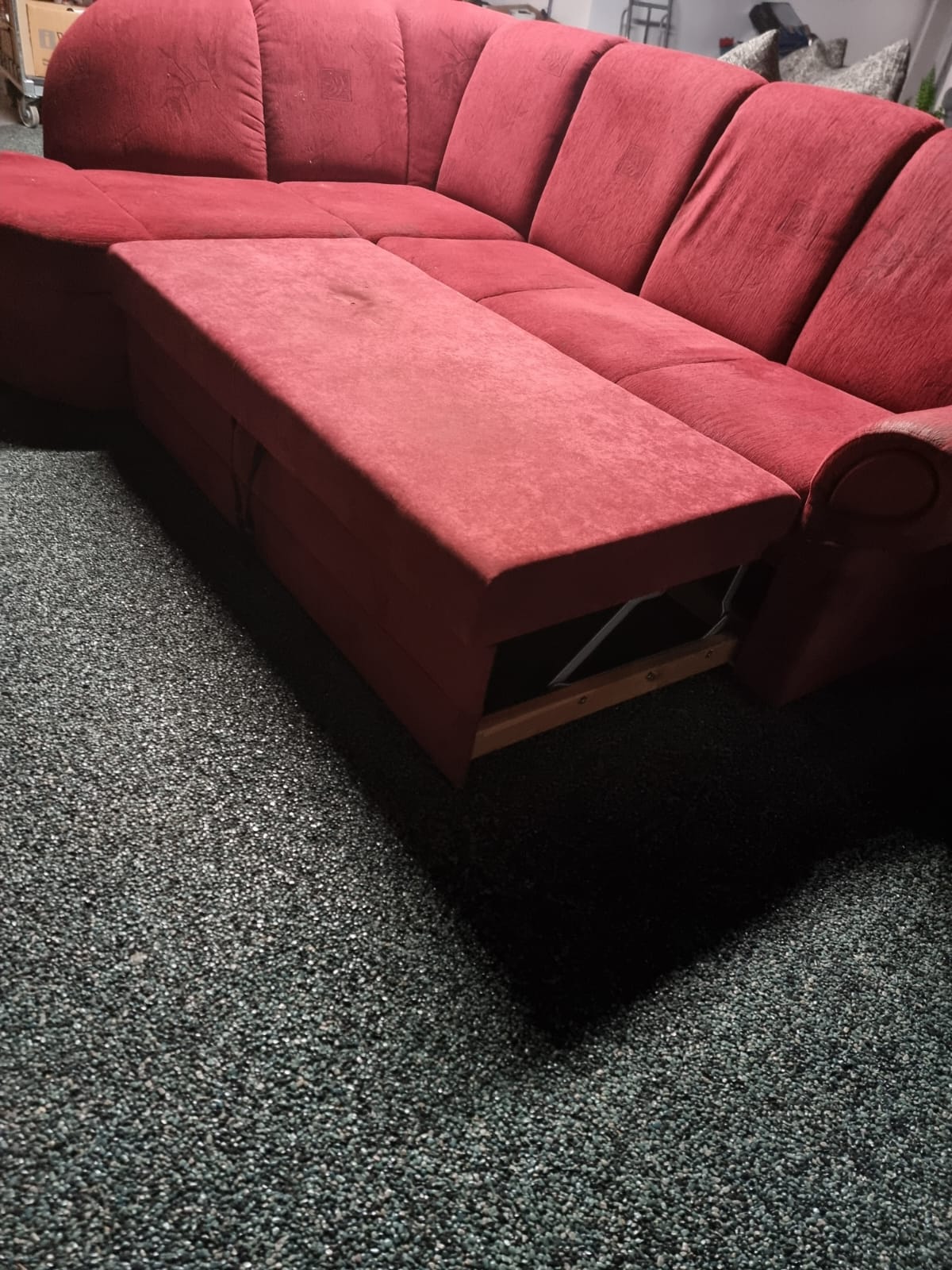 Red Sectional Sofa cum Bed with storage 