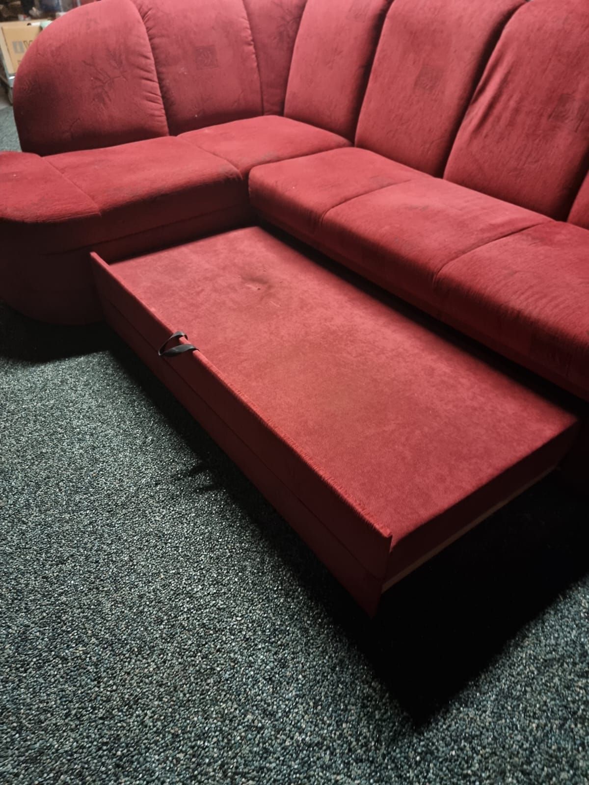 Red Sectional Sofa cum Bed with storage 