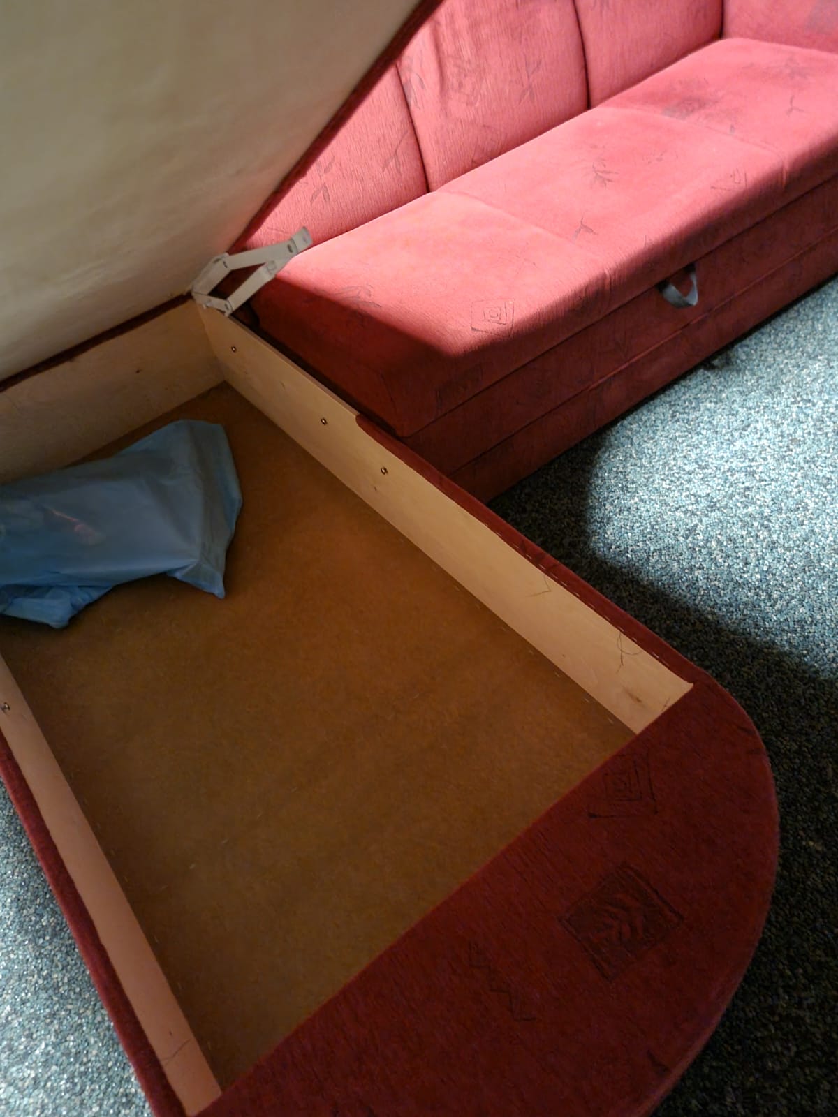 Red Sectional Sofa cum Bed with storage 