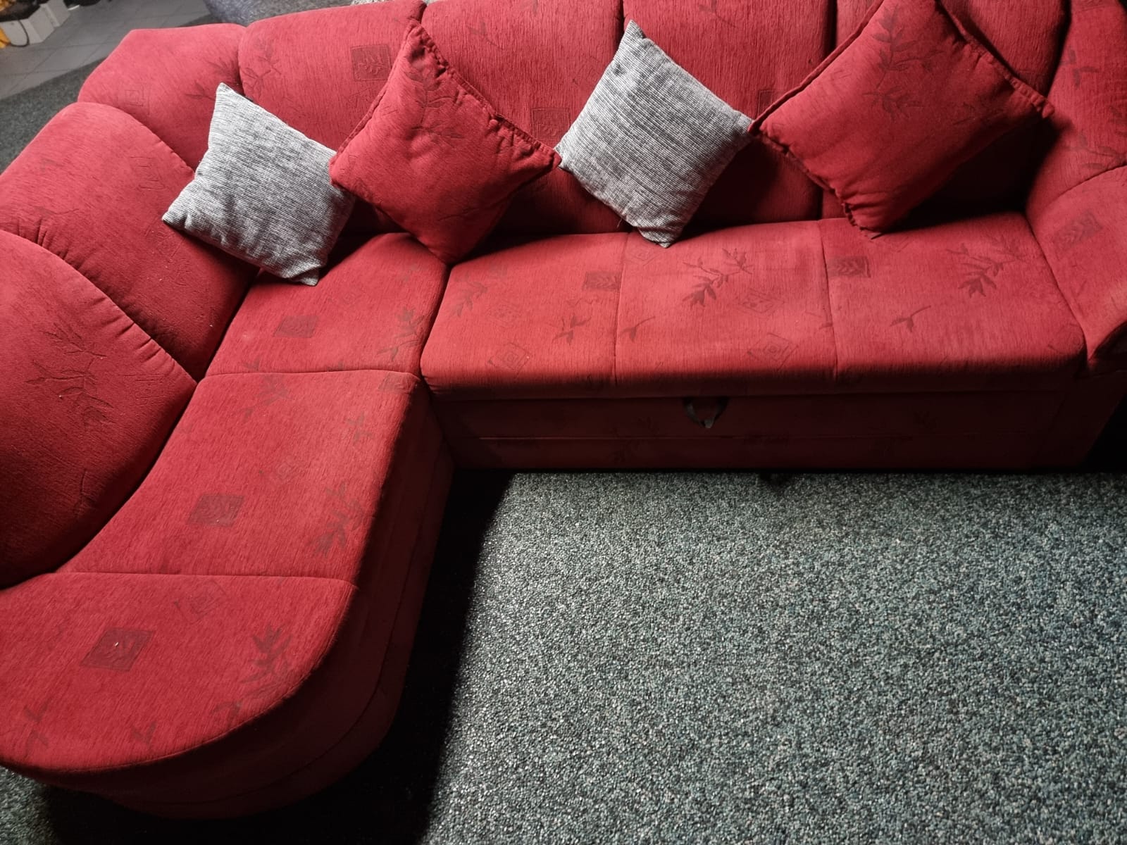 Red Sectional Sofa cum Bed with storage