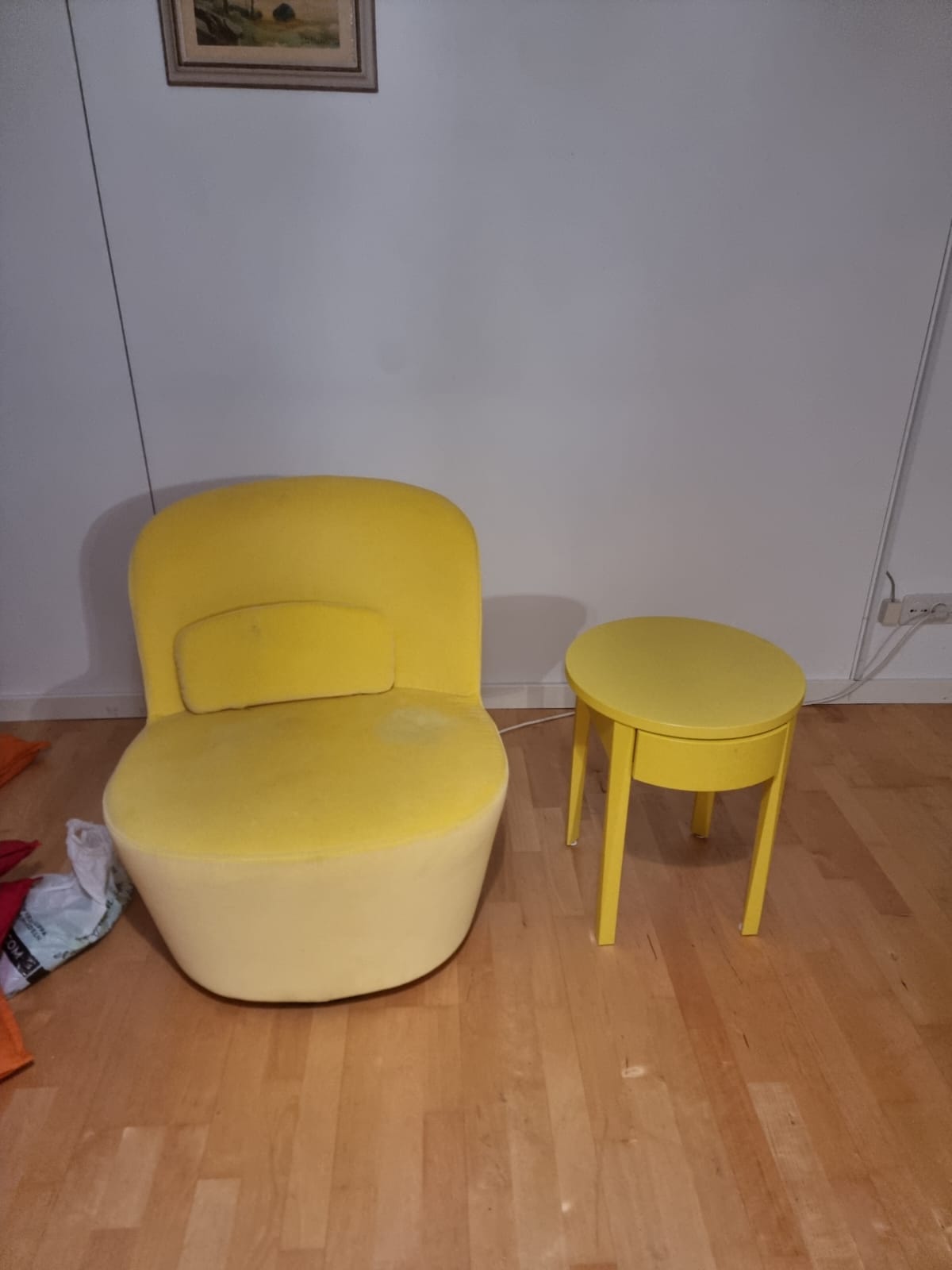 Yellow Chair and Side Table Set