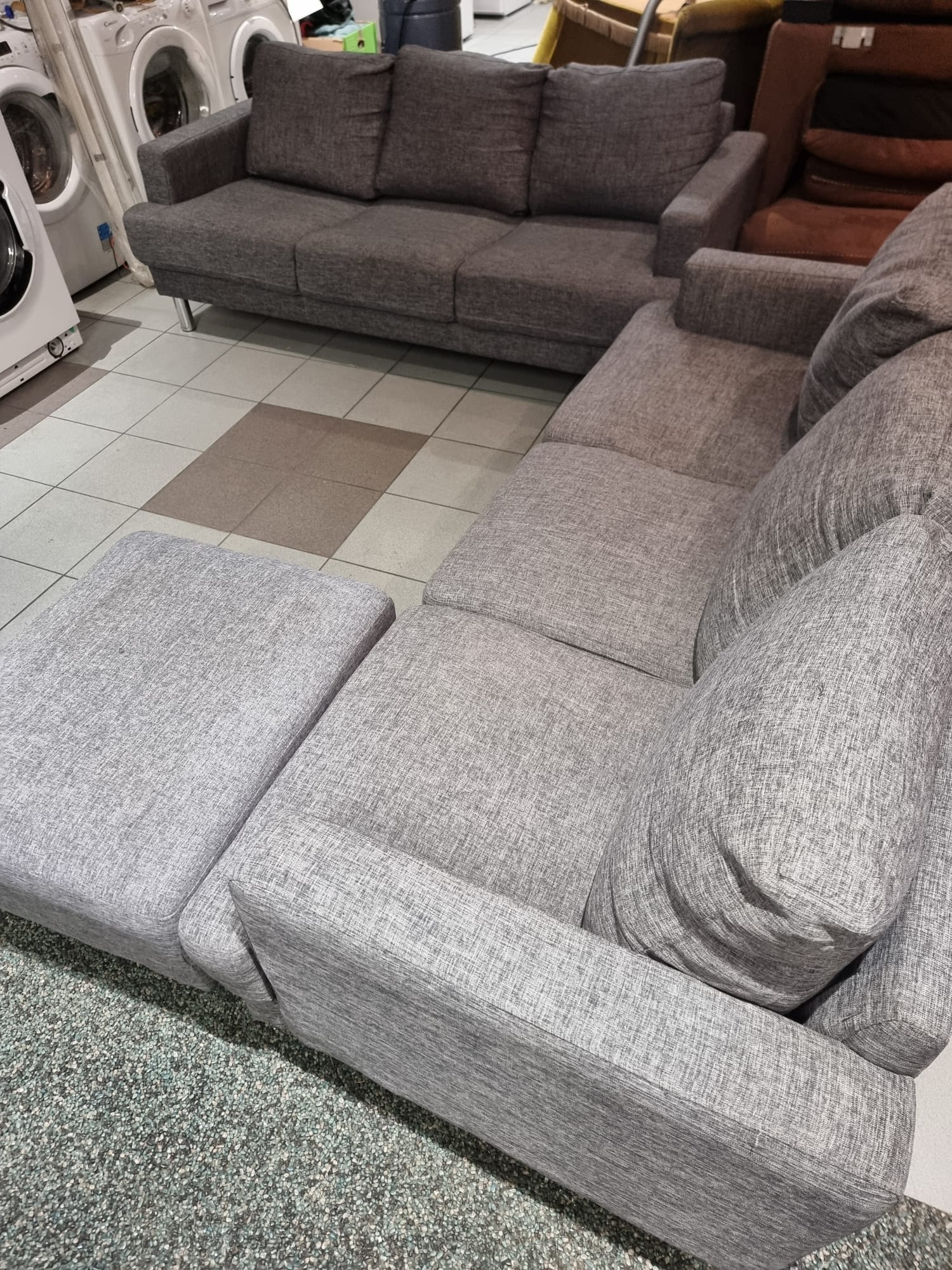Modern Gray Sectional Sofa 3+3 with Deewani