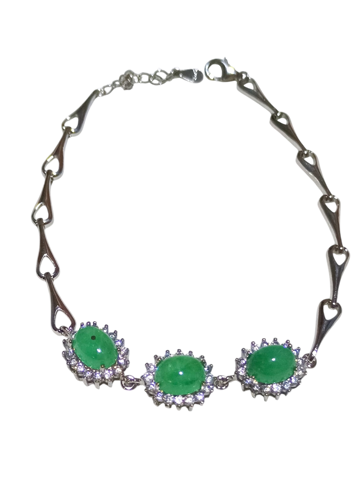 Pulsera De Plata Italiana 925 Con Esmeraldas Naturales Y Zirconias