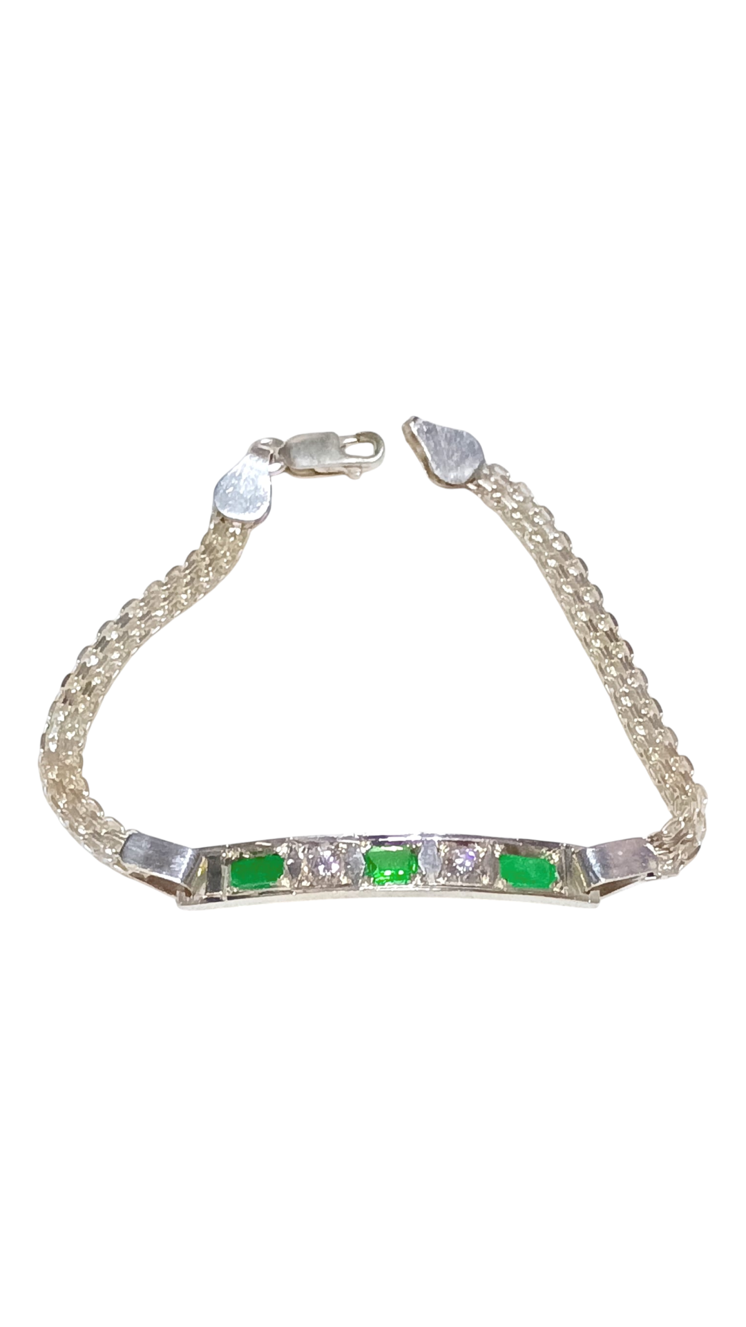 Pulsera de Plata Ley 950 con Esmeraldas Naturales y Zirconias