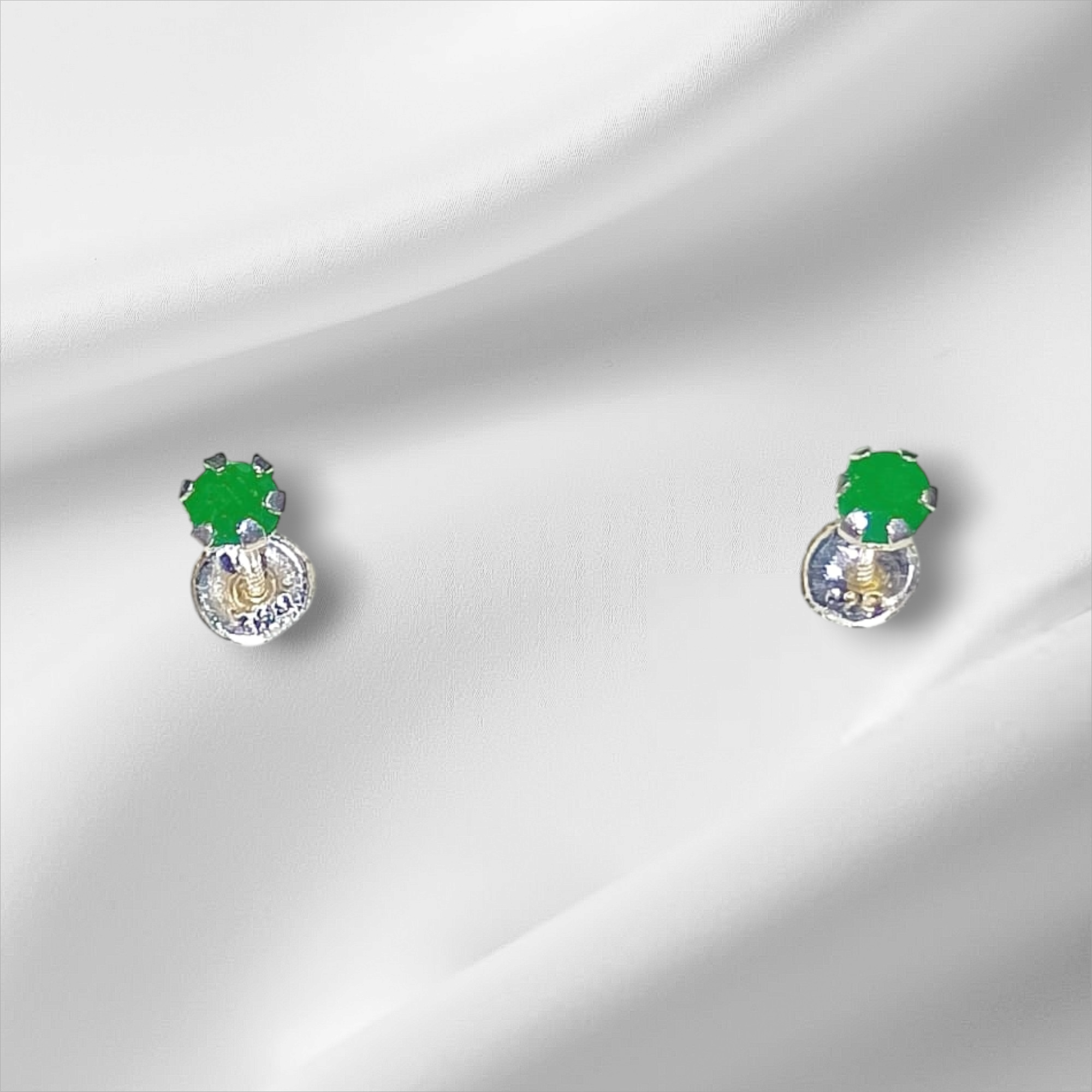 Pendientes de plata ley 925 con Esmeraldas Naturales (Topos/Topitos)