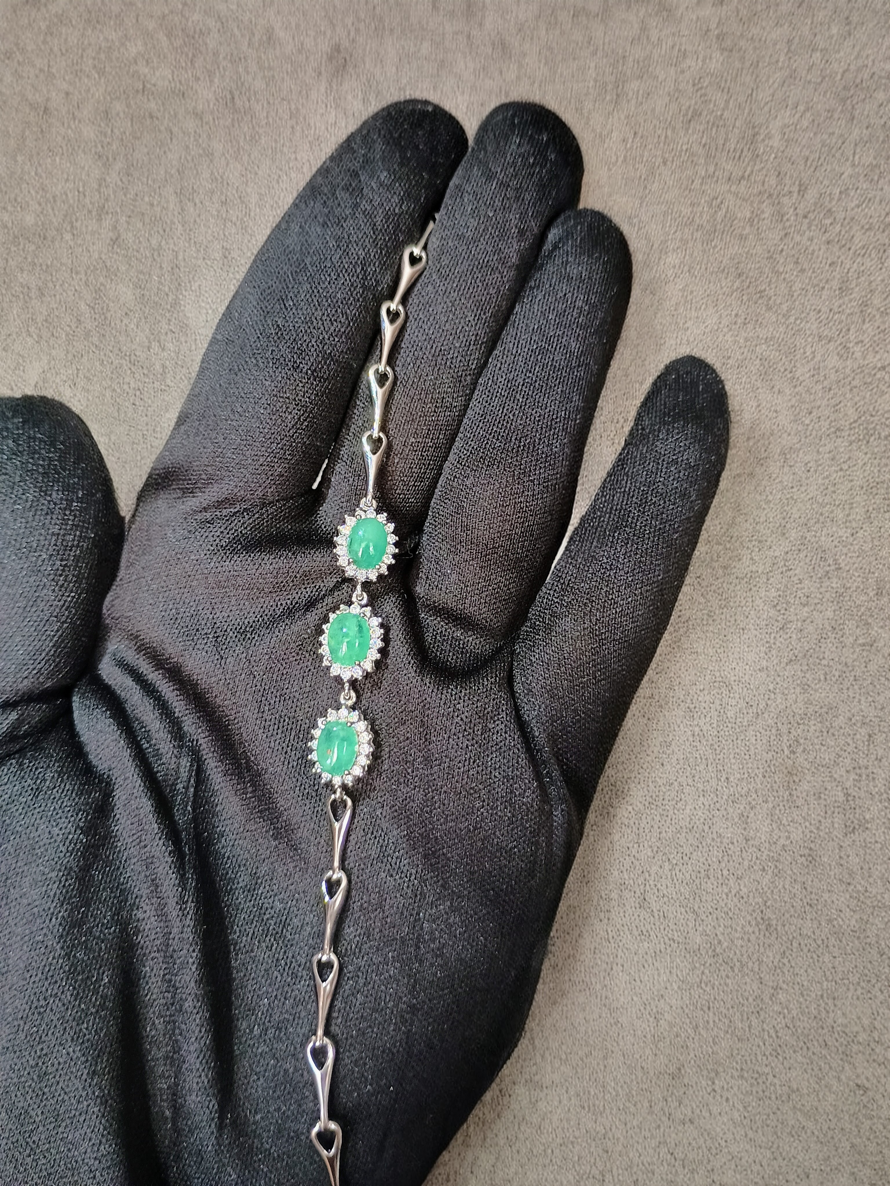 Pulsera De Plata Italiana 925 Con Esmeraldas Naturales Y Zirconias