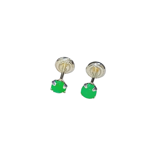 Pendientes en Plata Ley 925 con Esmeraldas Naturales (Topos/Topitos)