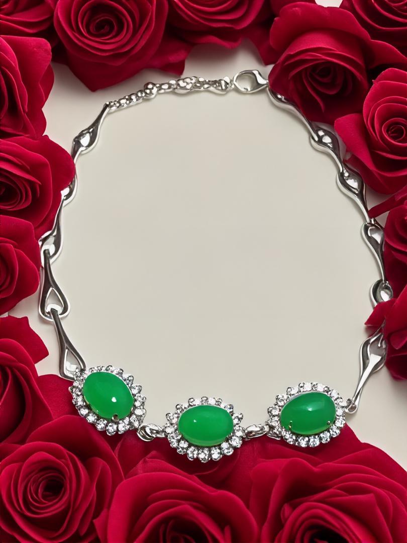 Pulsera De Plata Italiana 925 Con Esmeraldas Naturales Y Zirconias