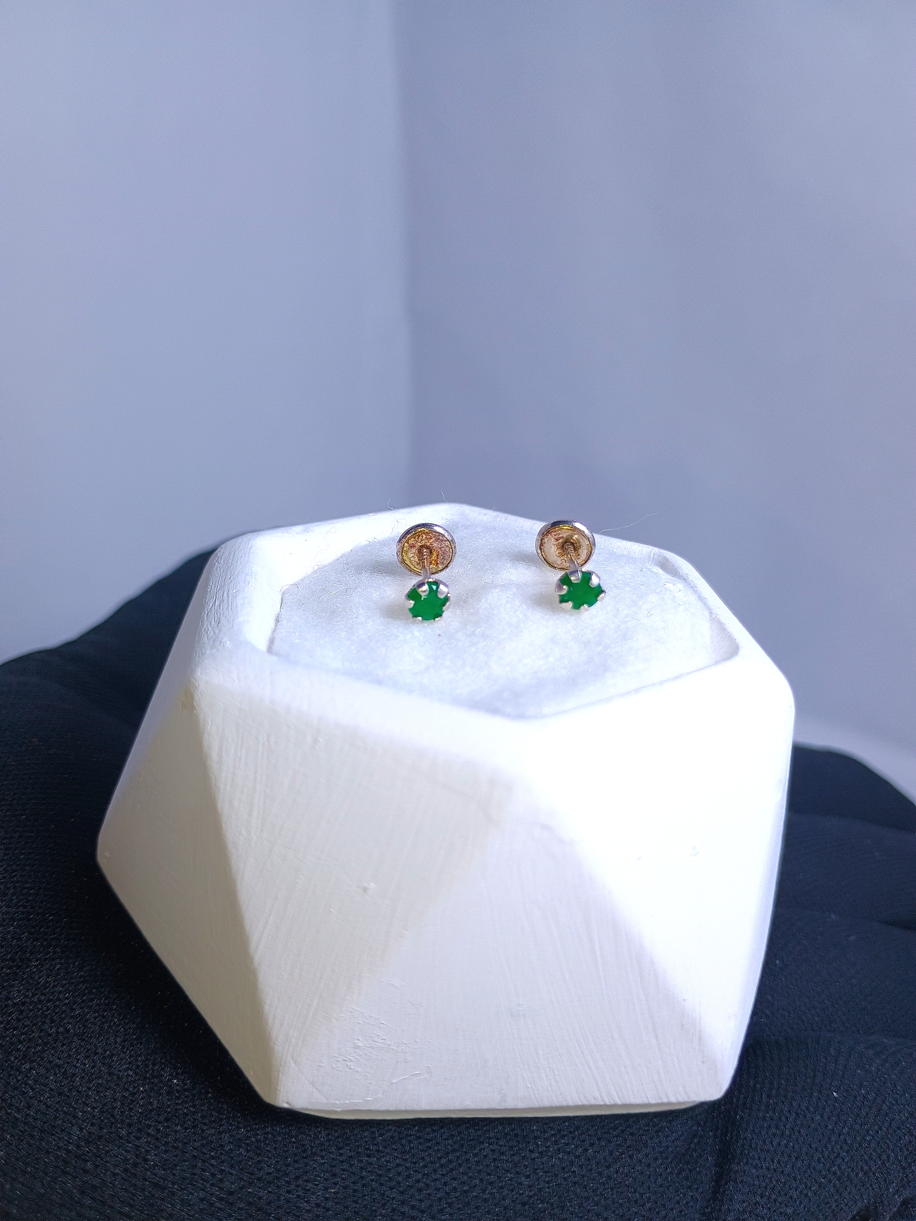 Pendientes de plata ley 925 con Esmeraldas Naturales (Topos/Topitos)