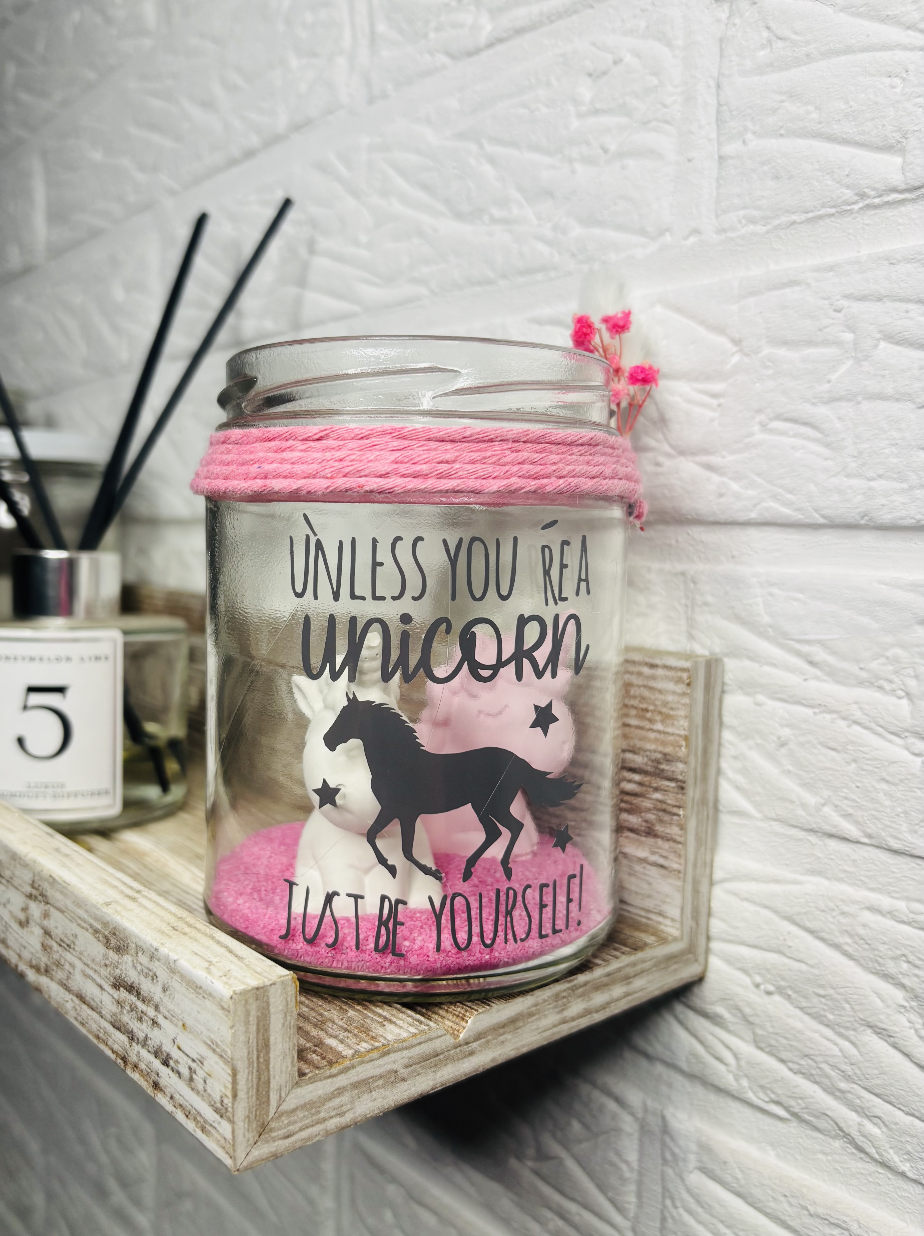 Windlicht mit Einhorn-Design