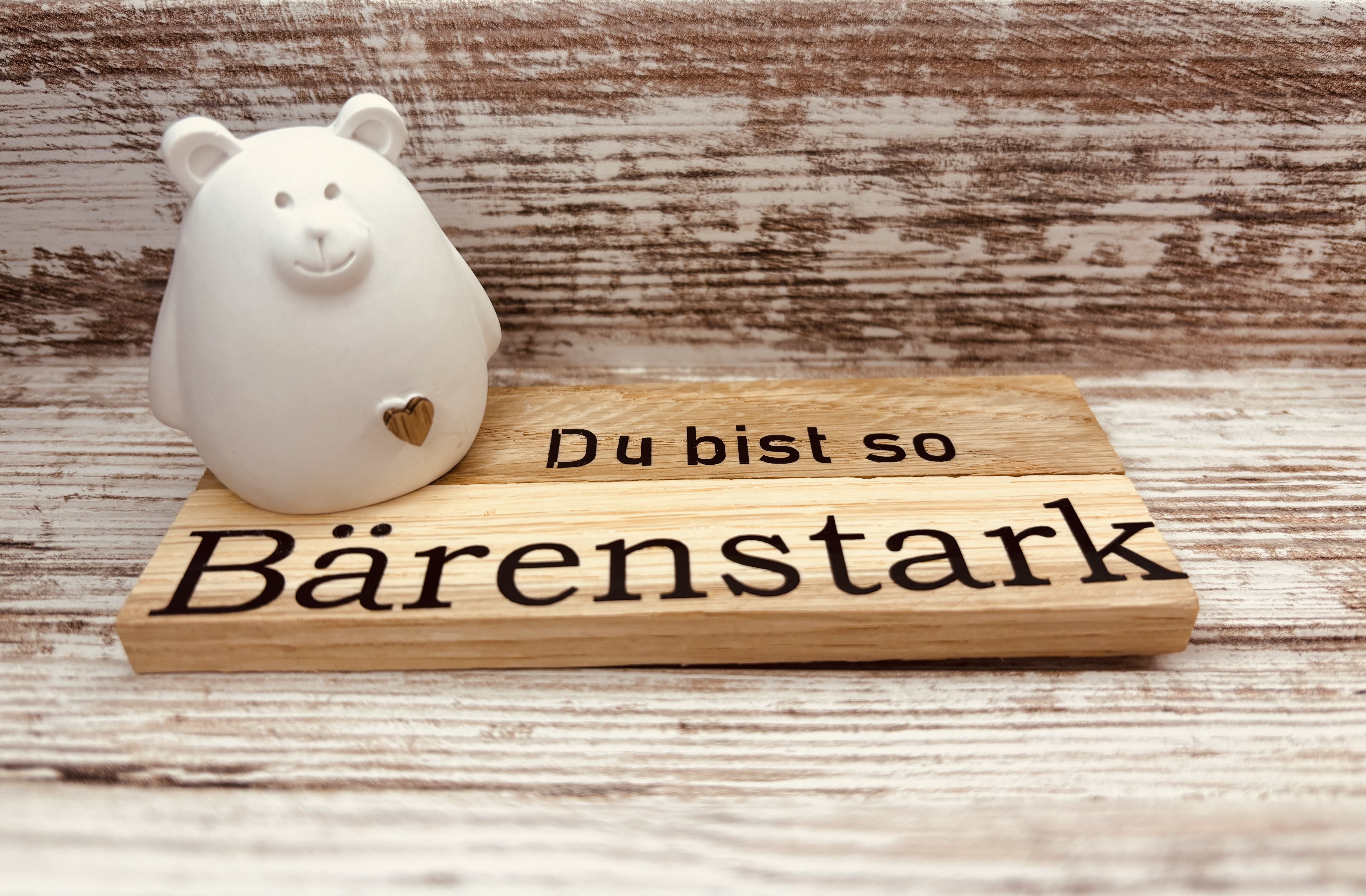 Bärchen mit Holzschild