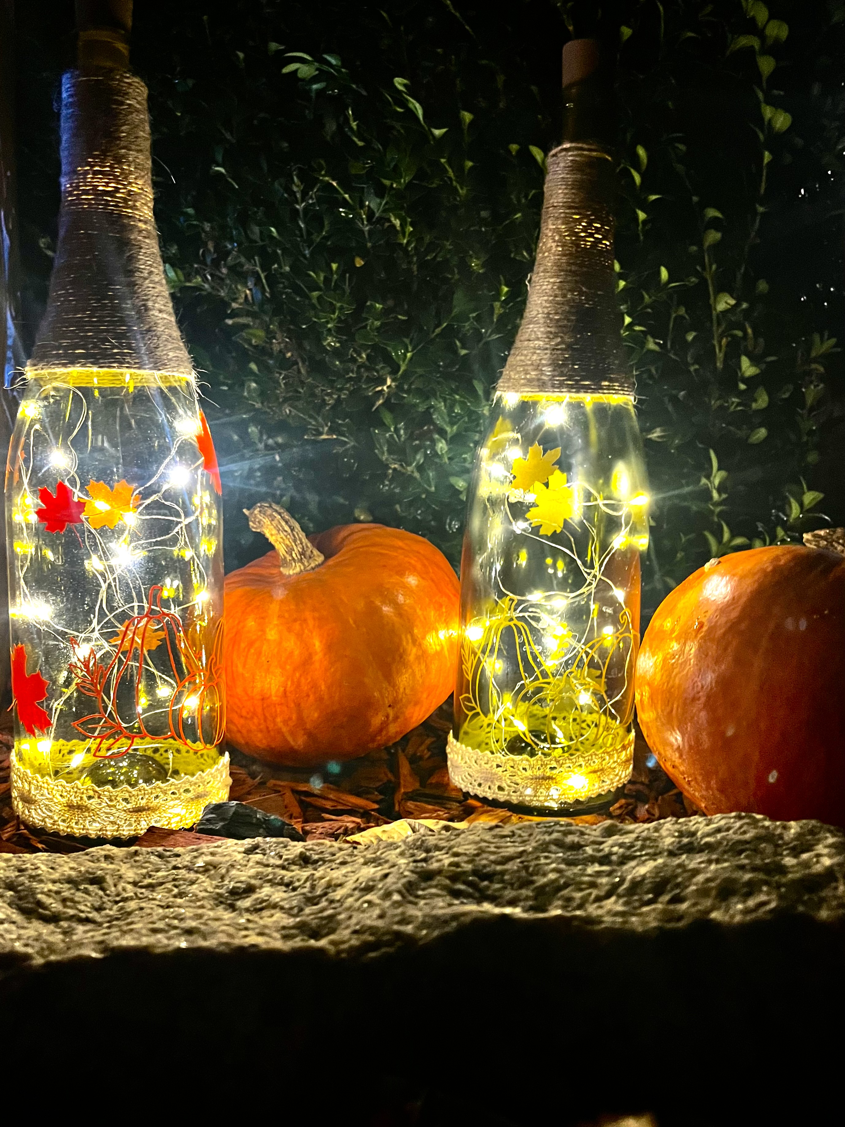 Herbstliche Flaschenlichter