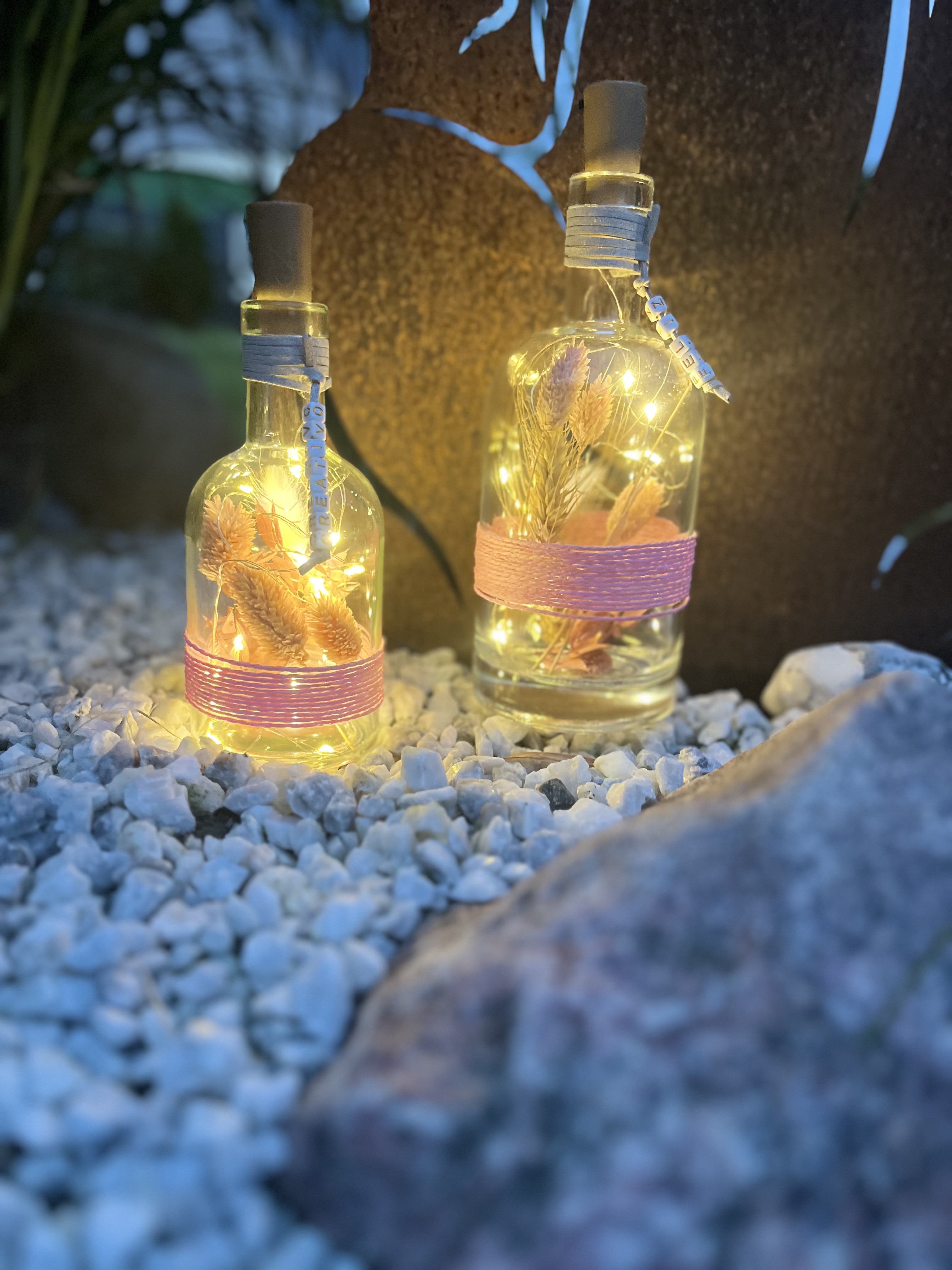 rosa Sommer Lichterflasche