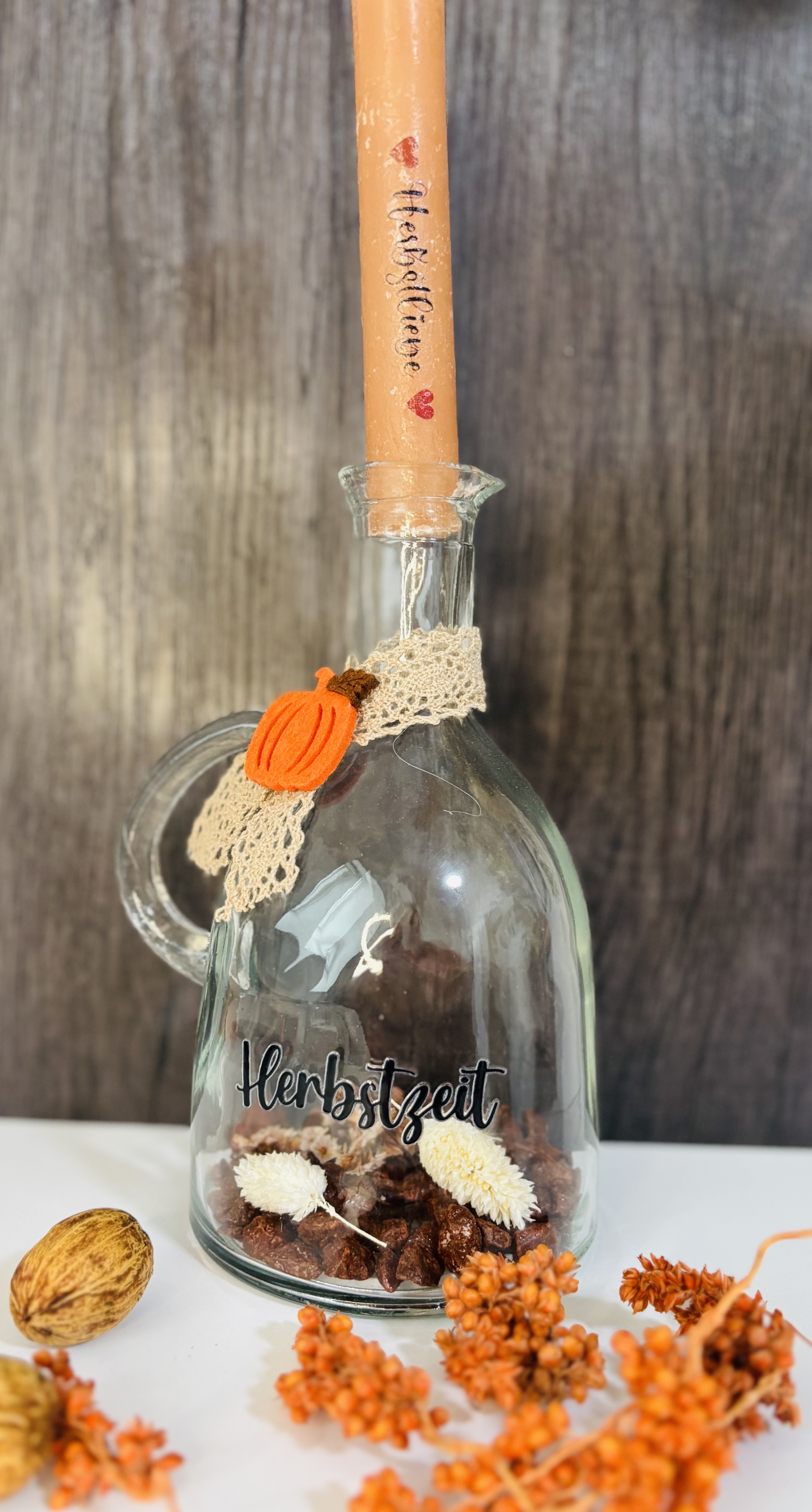 Dekoflasche mit Kerze