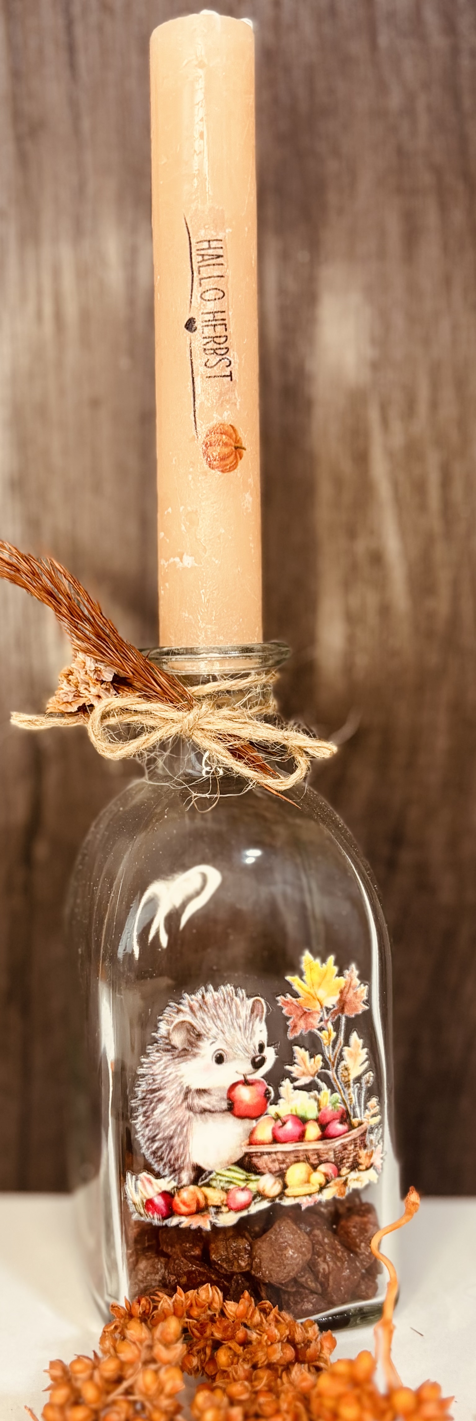 Kerzenhalter mit Igelmotiv