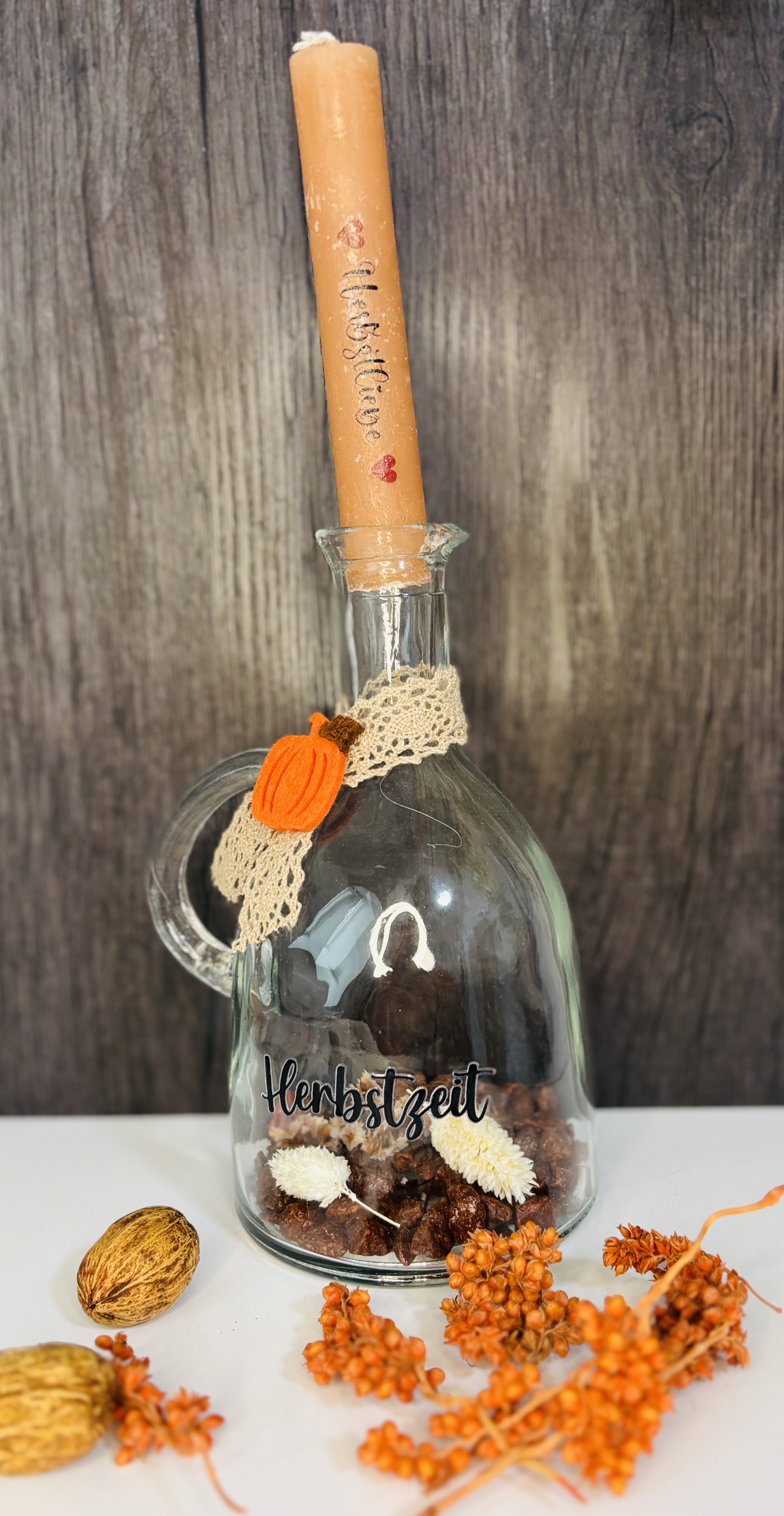 Dekoflasche mit Kerze