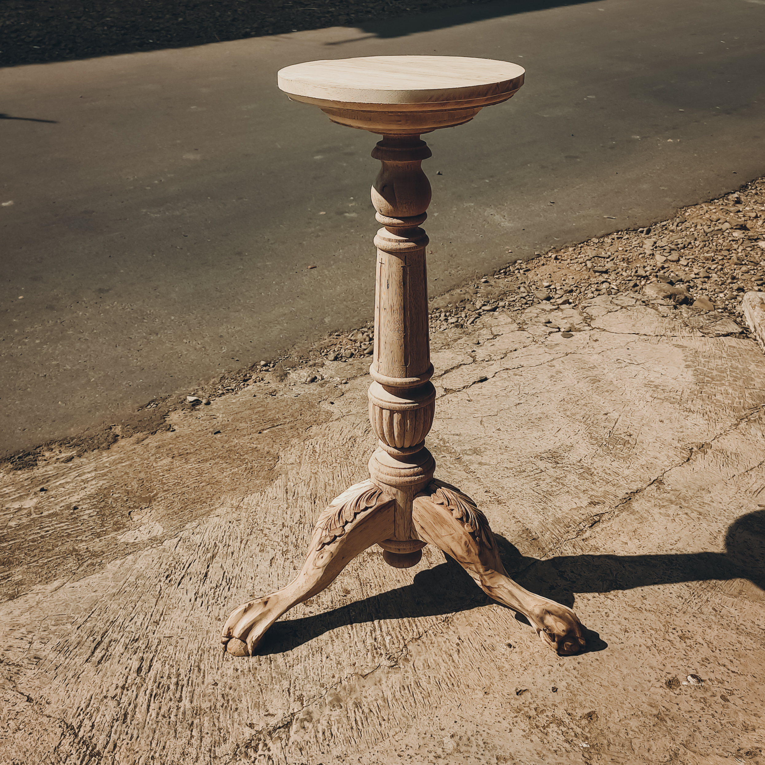 Vintage Wooden Pedestal Table
