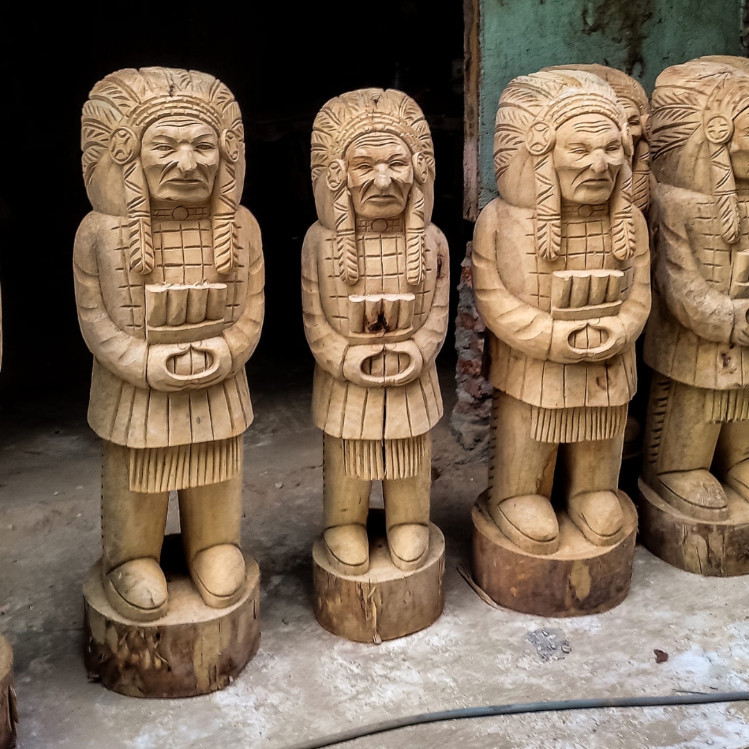 Wooden Indian Chief Statue – Handcrafted Tribal Art