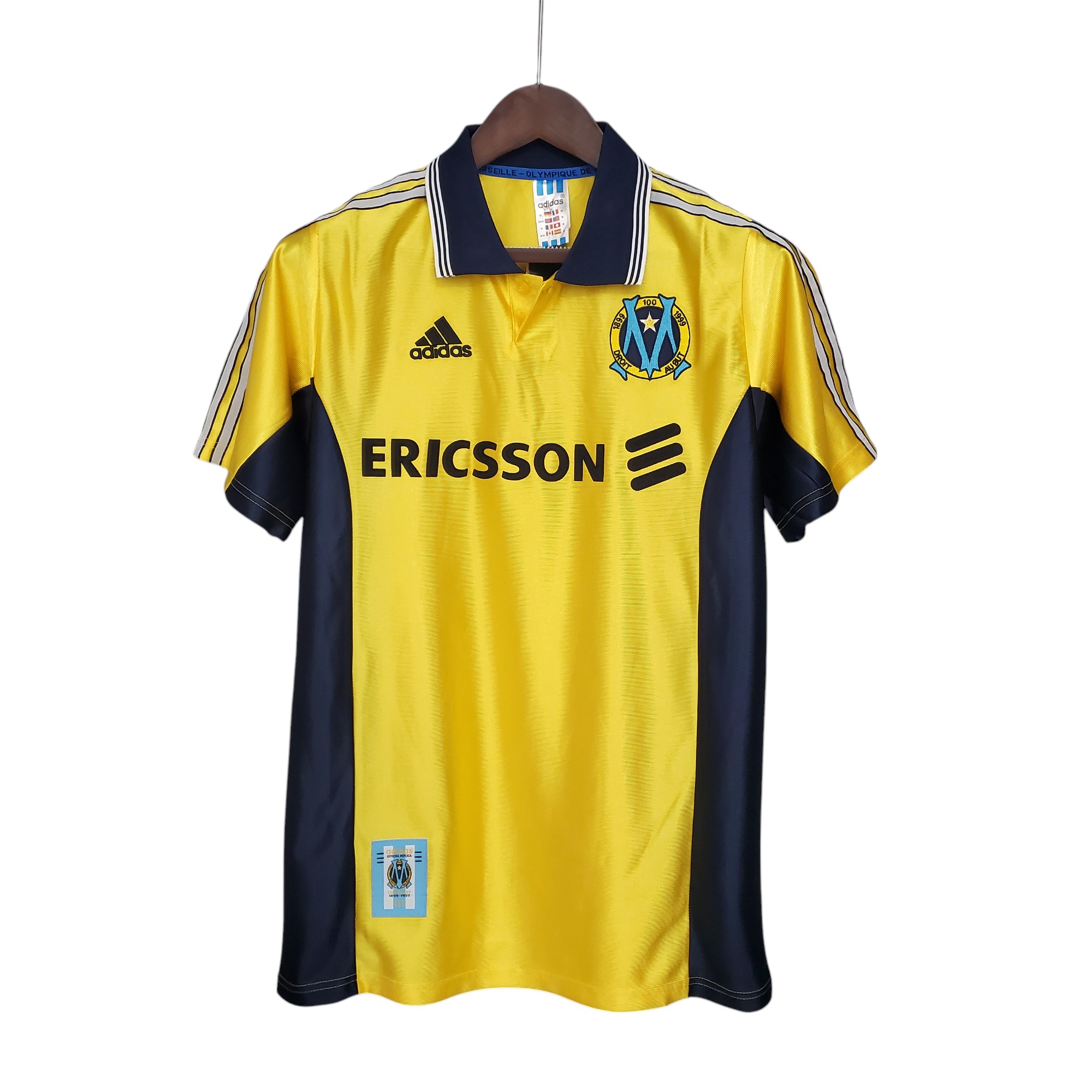 Olympique de Marseille OM Football Club Away Yellow 1998-99 Retro Classic Vintage Soccer Calcio Fútbol Fußball Shirt Jersey Camiseta Malliot Maglia Trikot BNWT