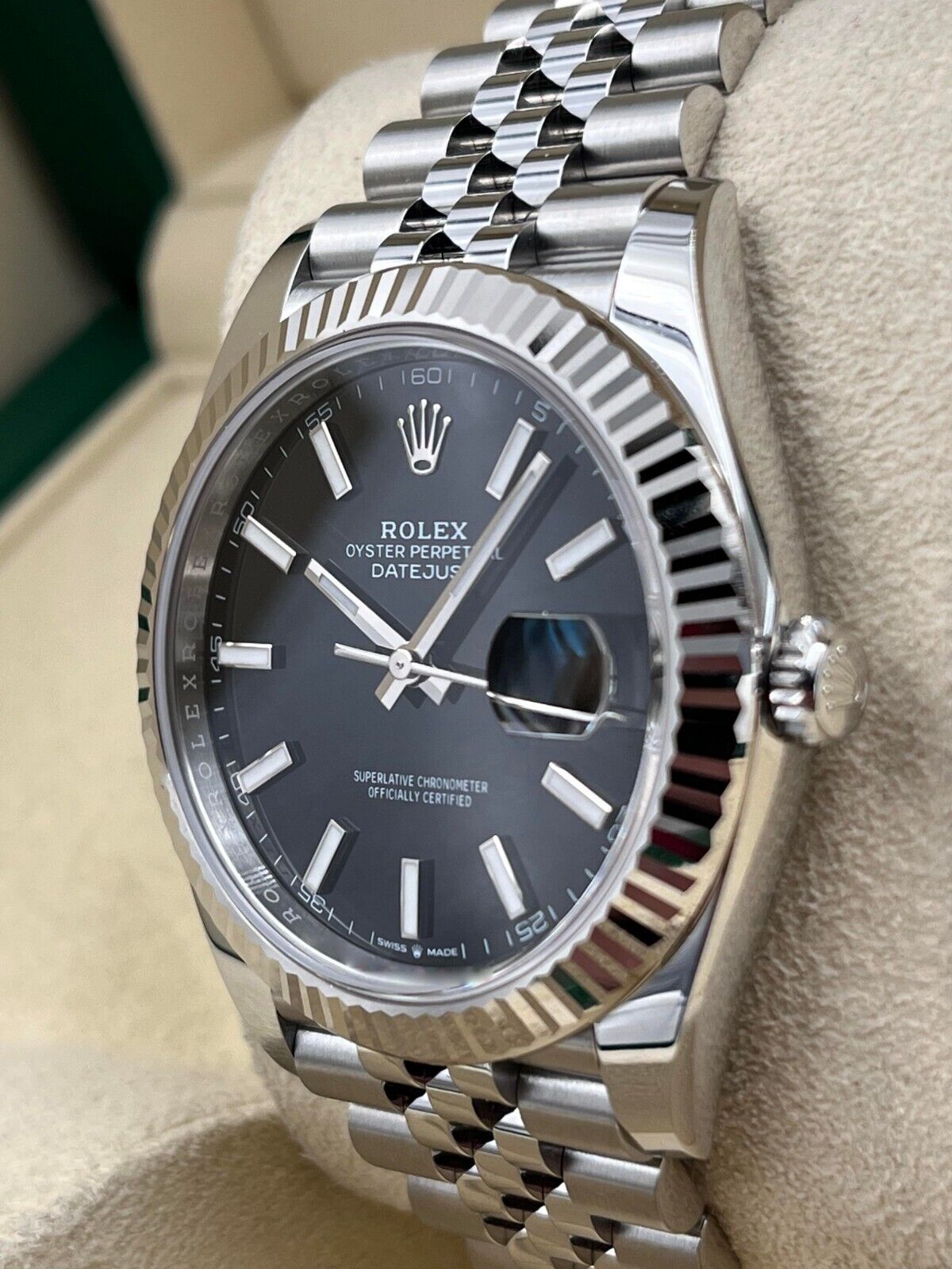 Rolex Datejust 41mm black dial fluted jubilee