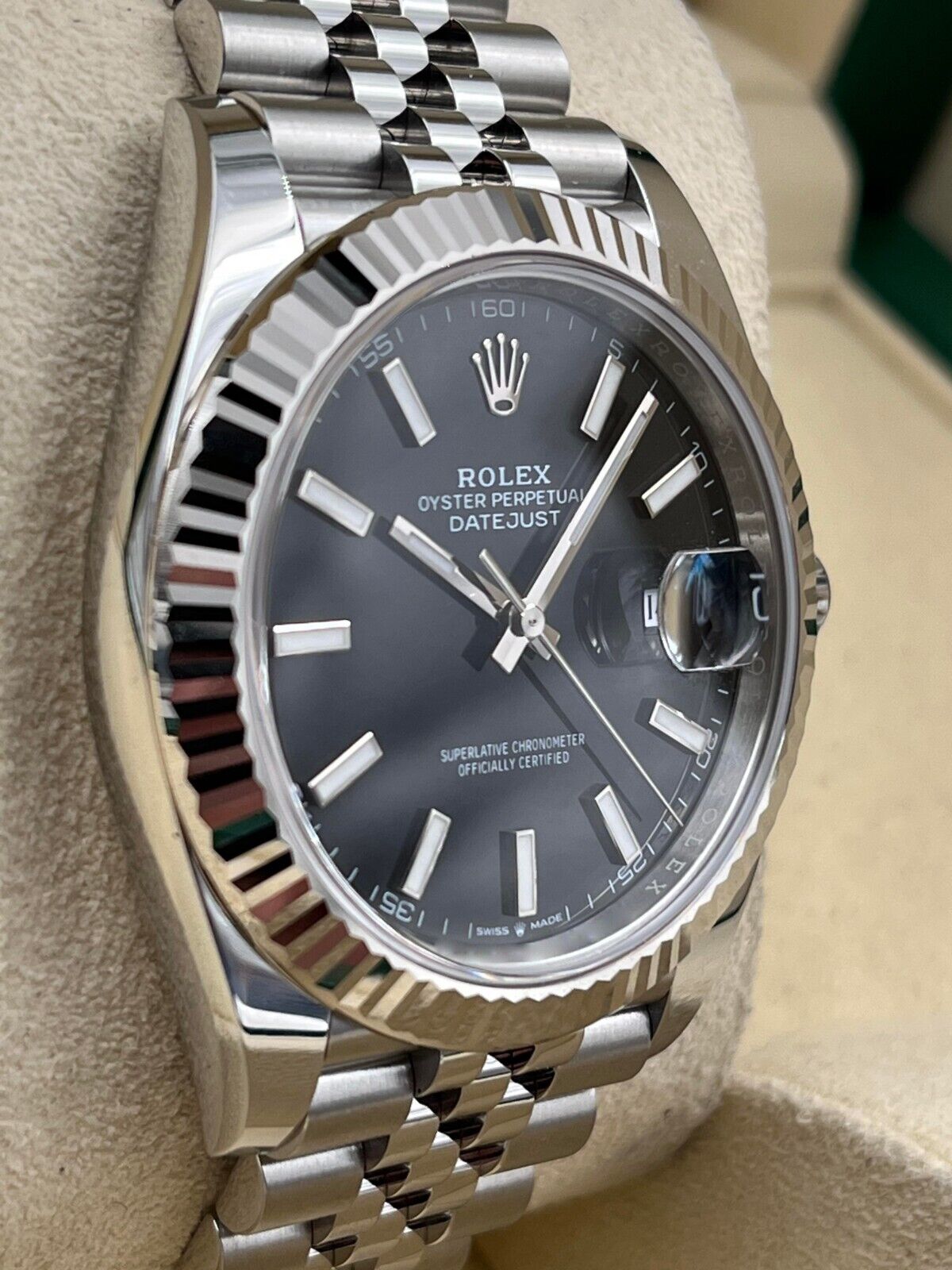 Rolex Datejust 41mm black dial fluted jubilee