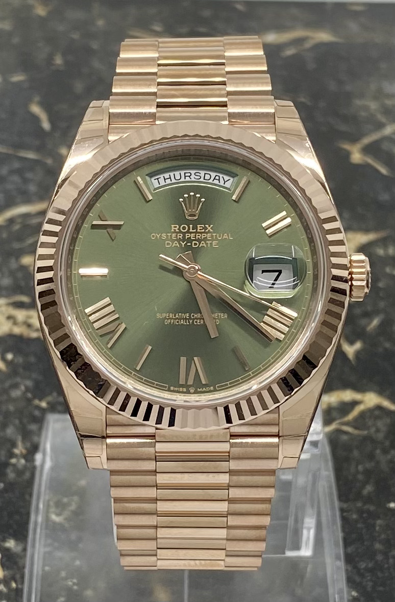 Rolex Day-Date Everose Olive Roman Numbers