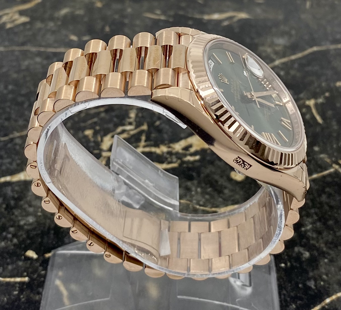 Rolex Day-Date Everose Olive Roman Numbers
