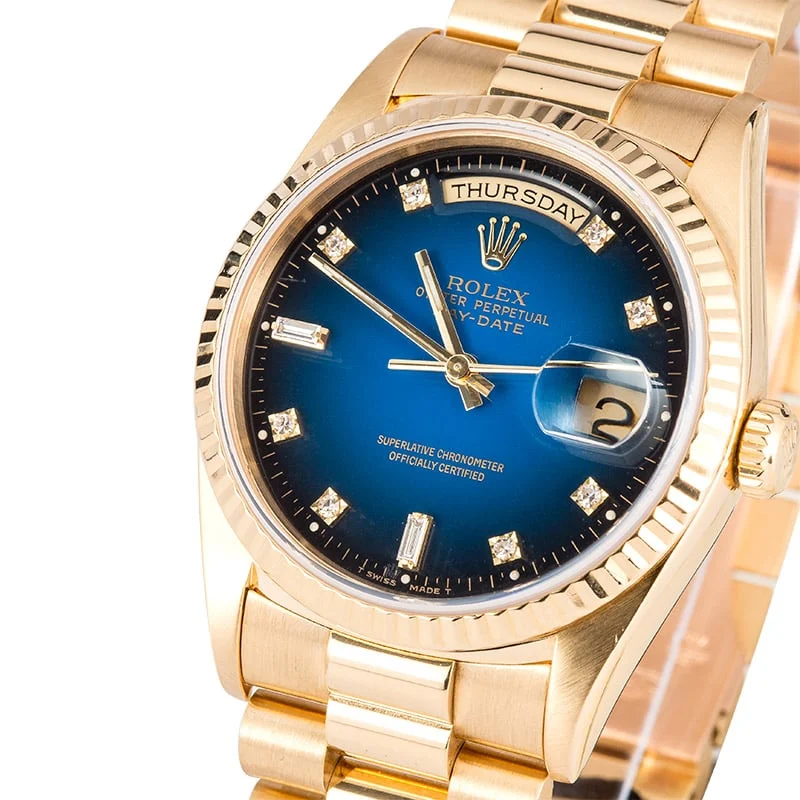 Rolex Day-Date Blue Vignette Diamonds Dial