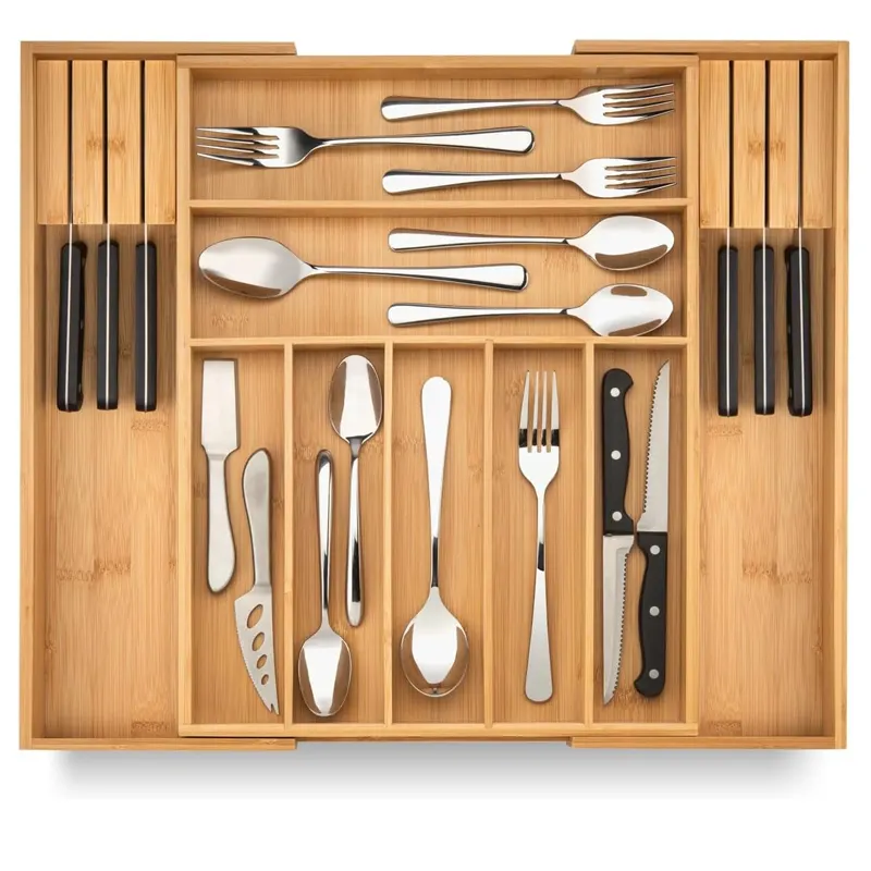 Expandable Bamboo Cutlery Tray