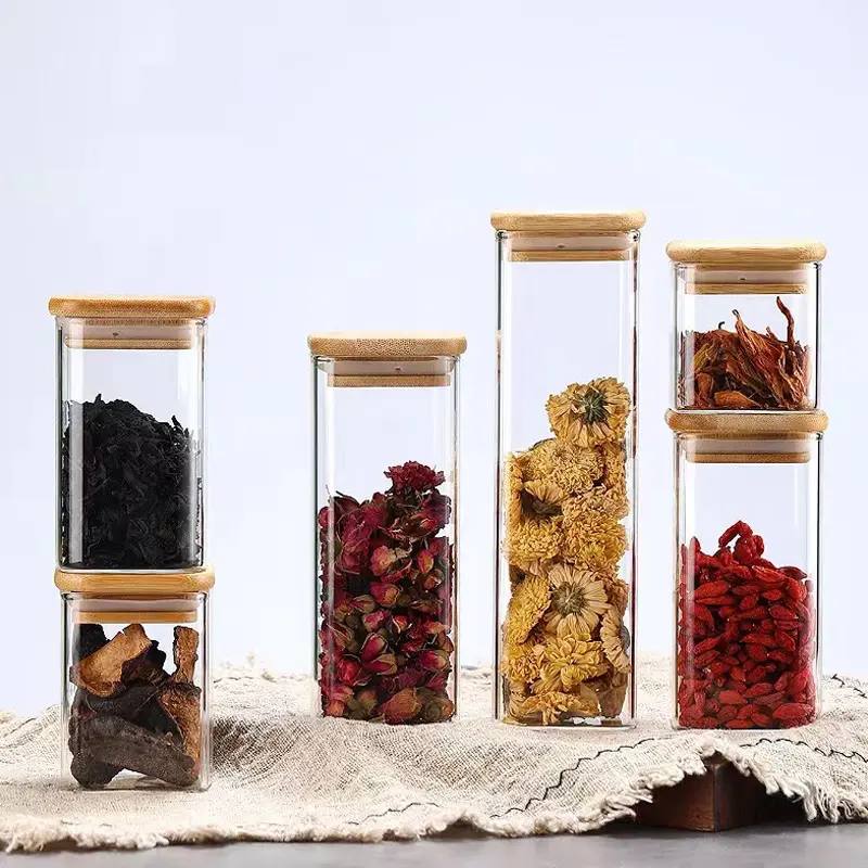 Square Container Glass Storage Jar
