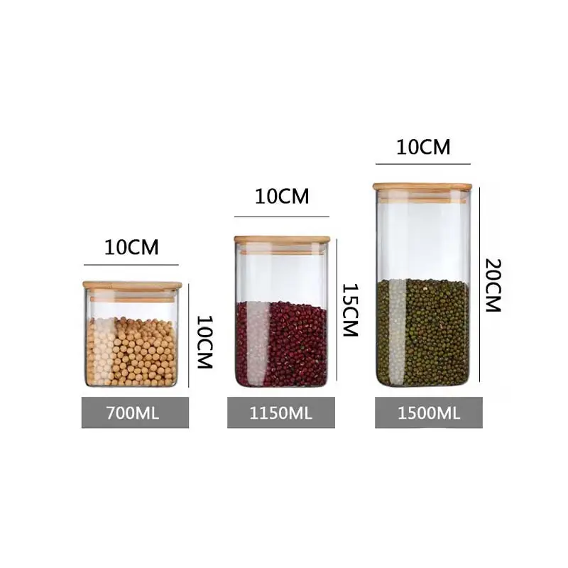 Square Container Glass Storage Jar