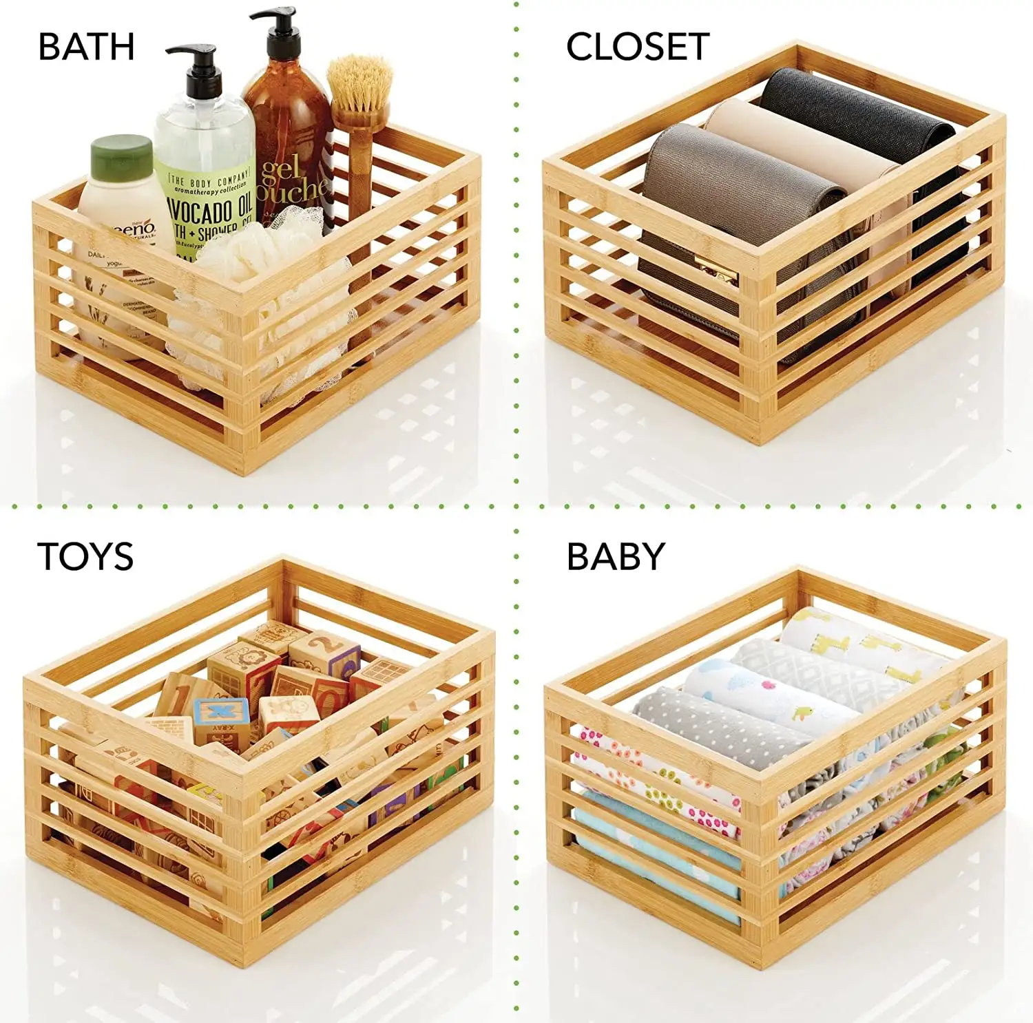 Bamboo Slotted Organizer Bin