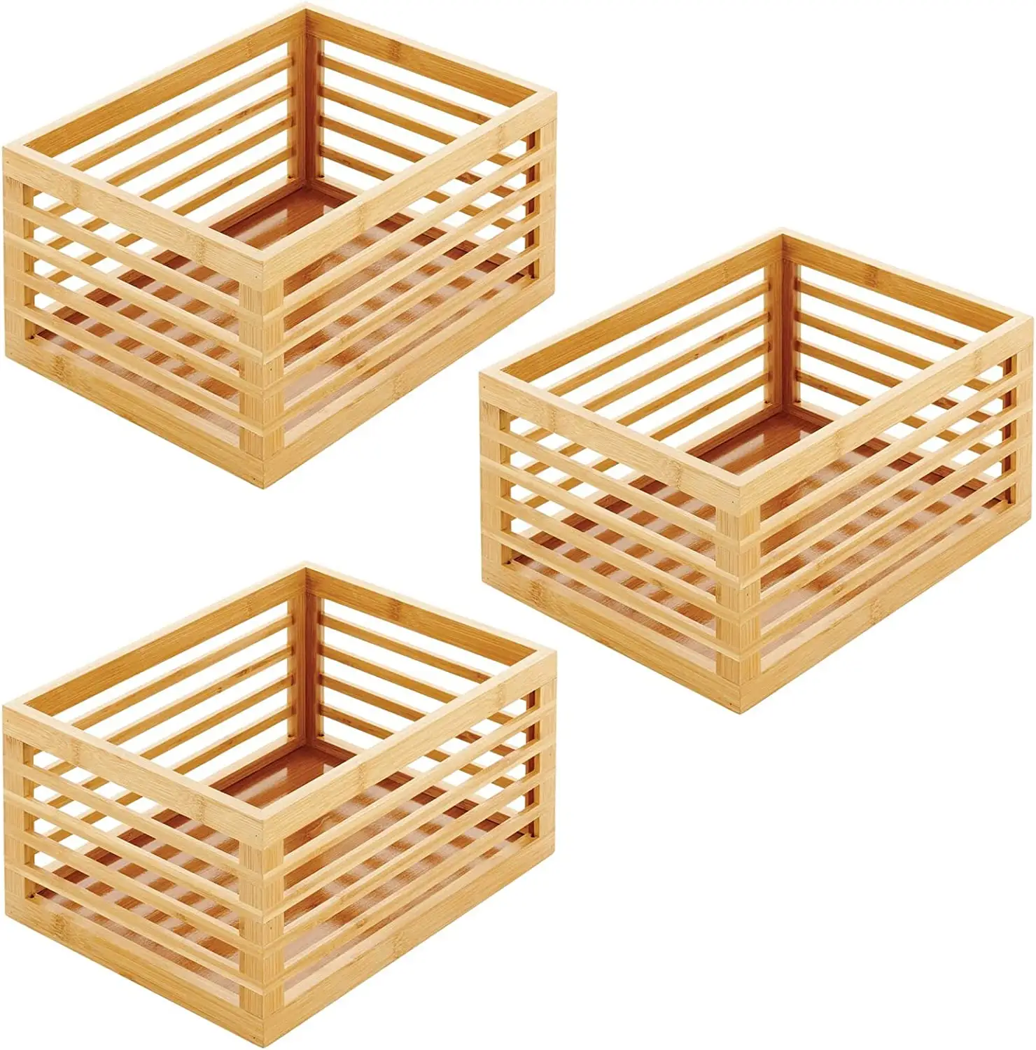 Bamboo Slotted Organizer Bin