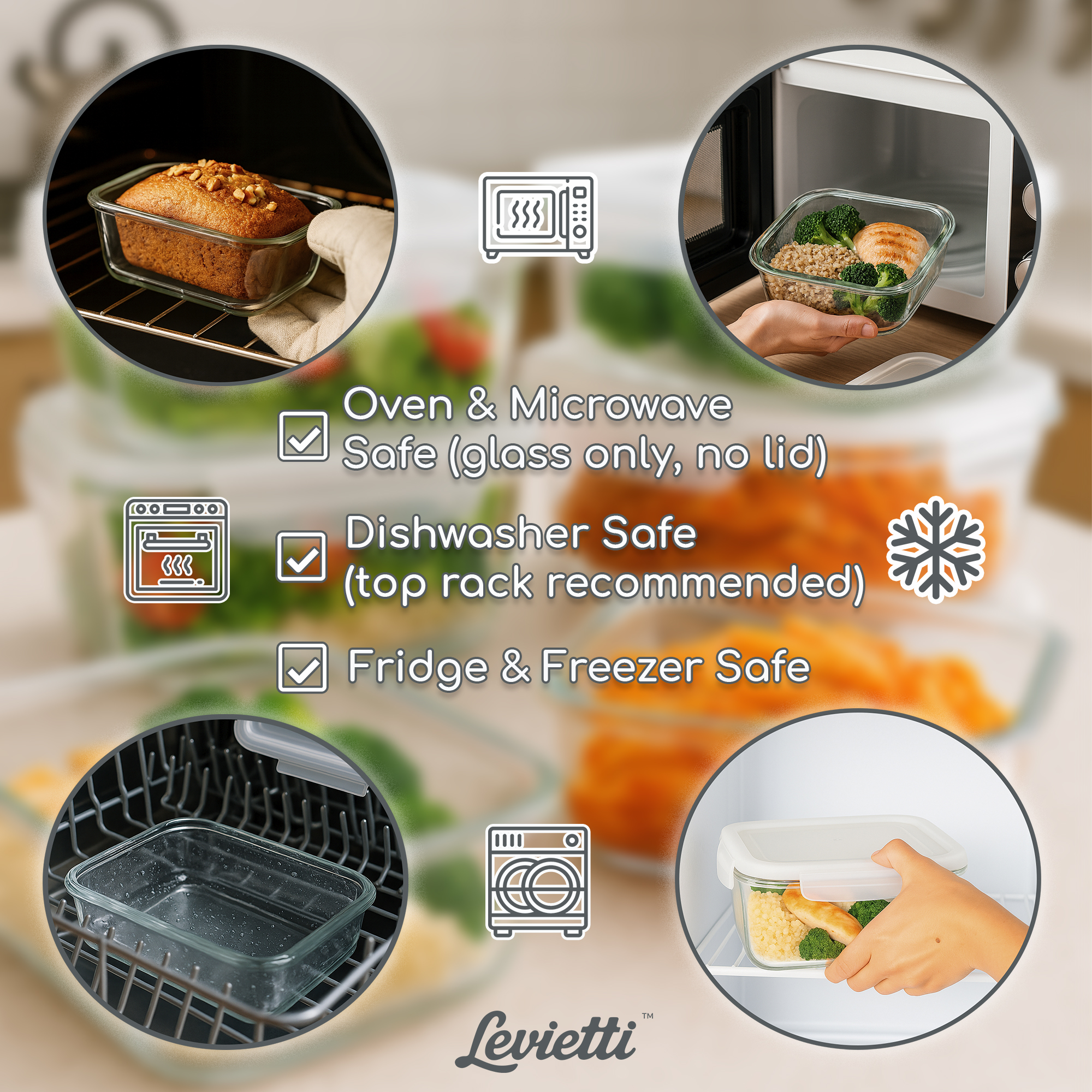 Levietti Glass Food Storage Containers Set of 2
